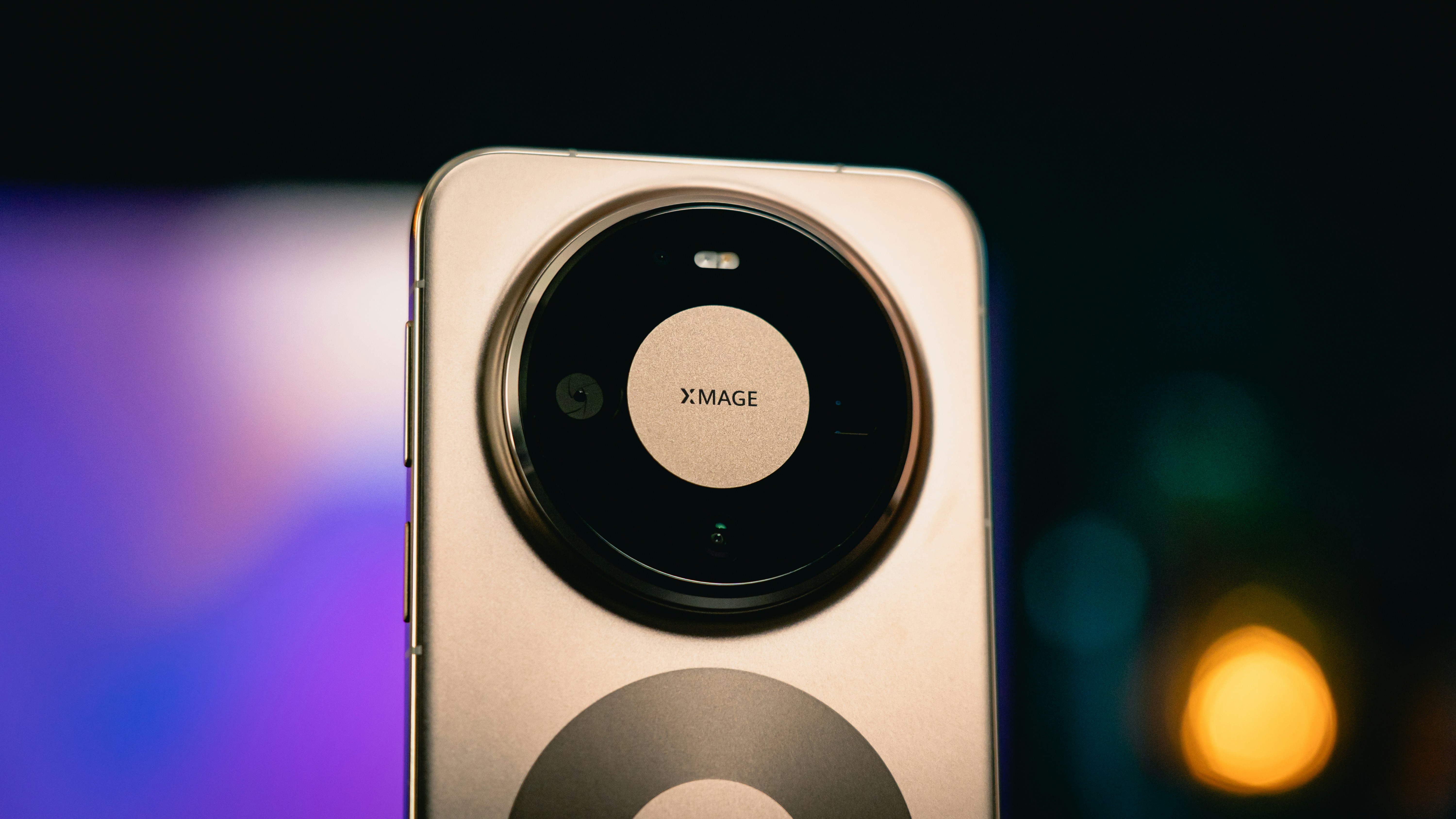 Close-up of a smartphone camera lens system.