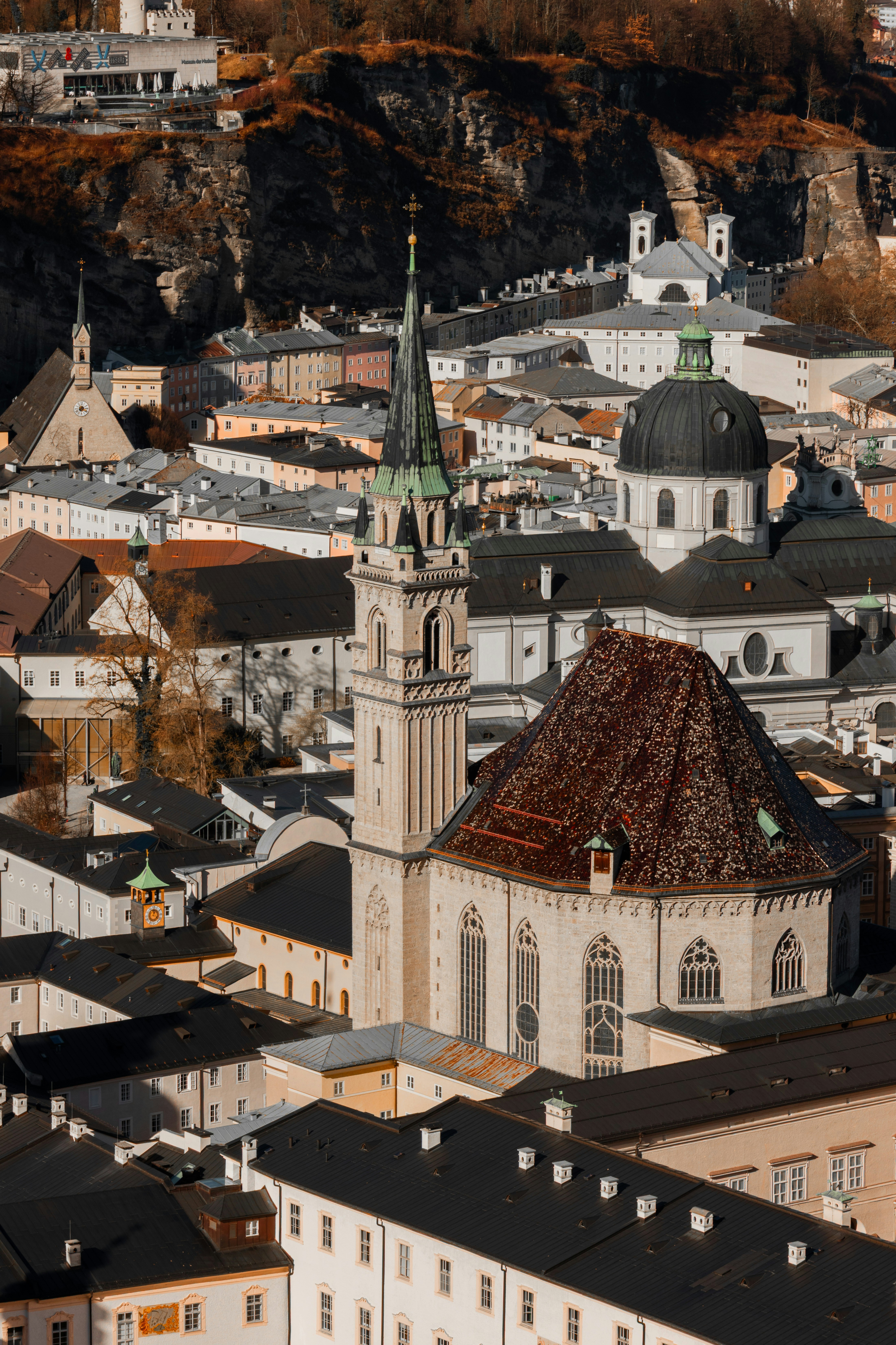 Historic european city skyline with church spires