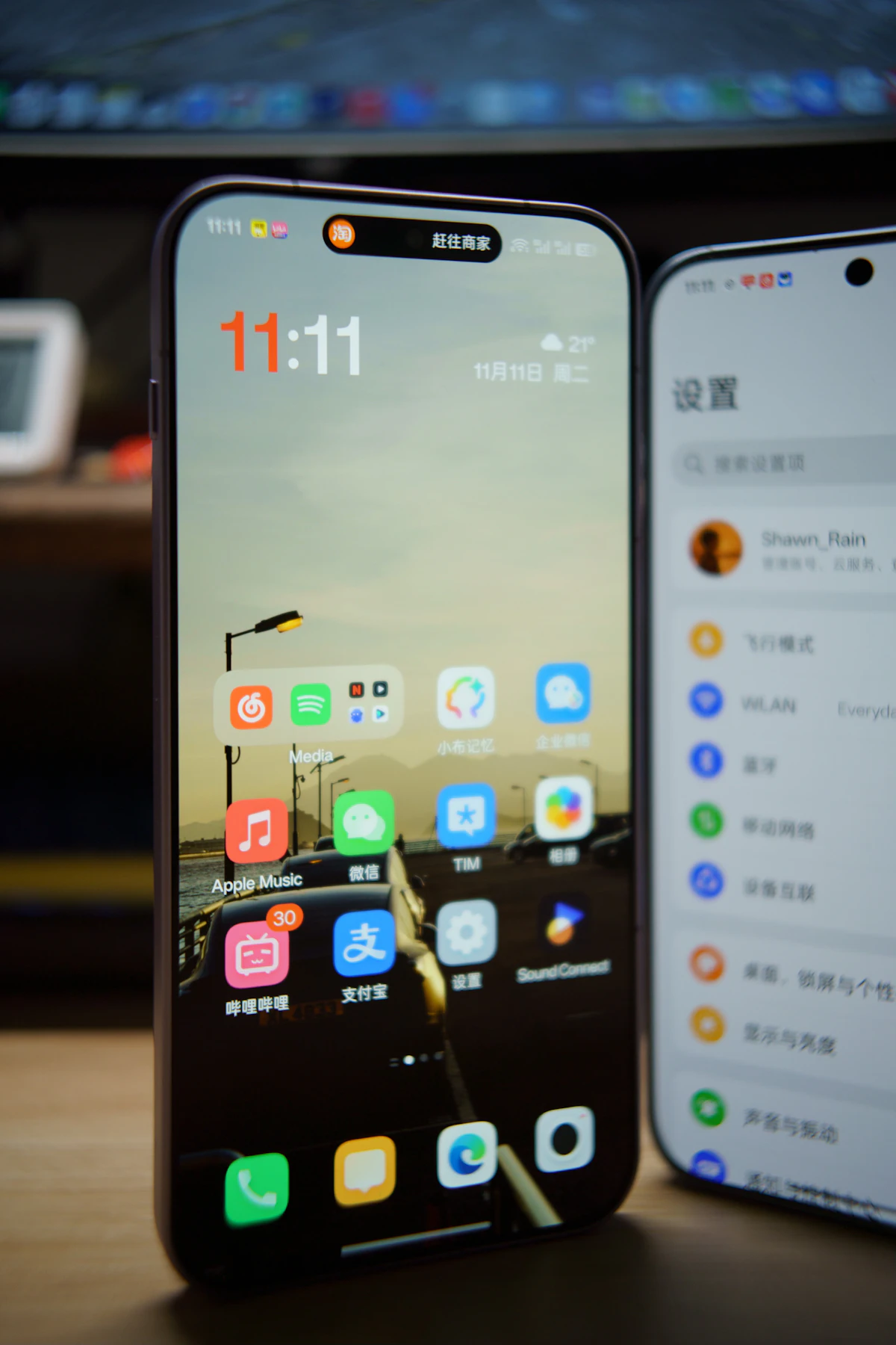 Smartphones displaying app interfaces