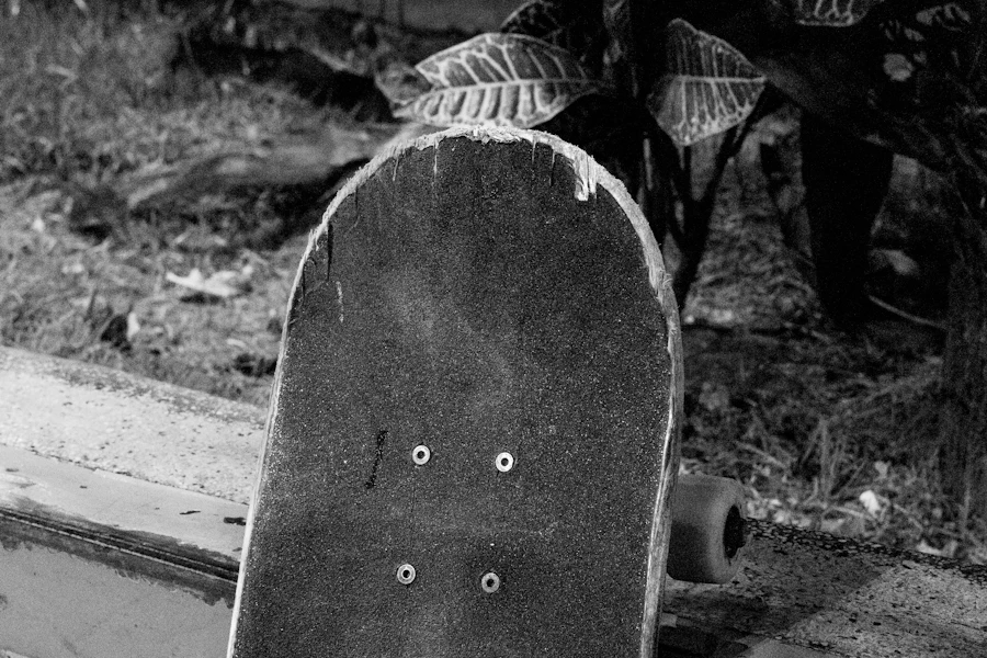 Close-up of skateboard deck