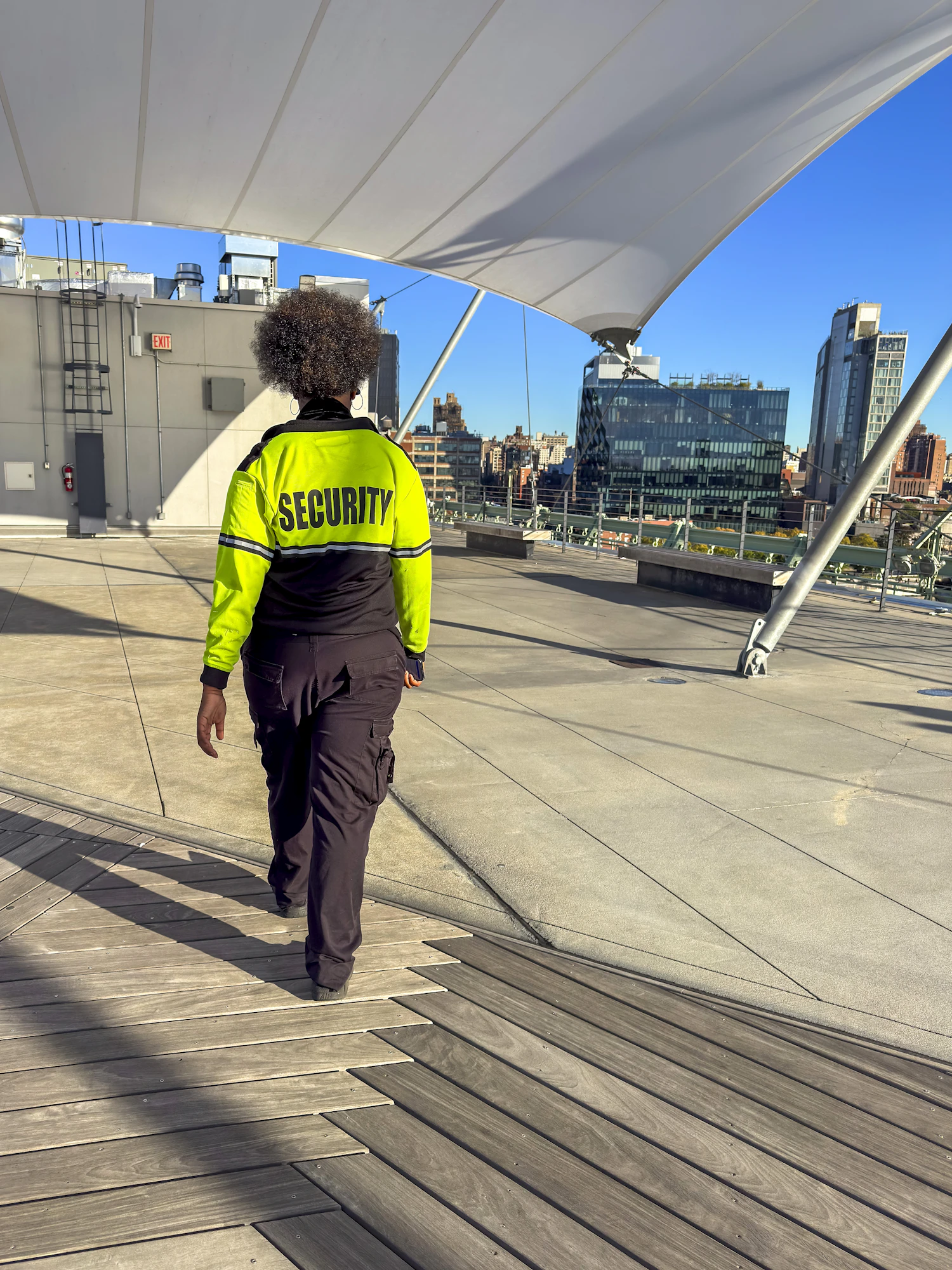 Security officer carrying out a patrol around a commercial property