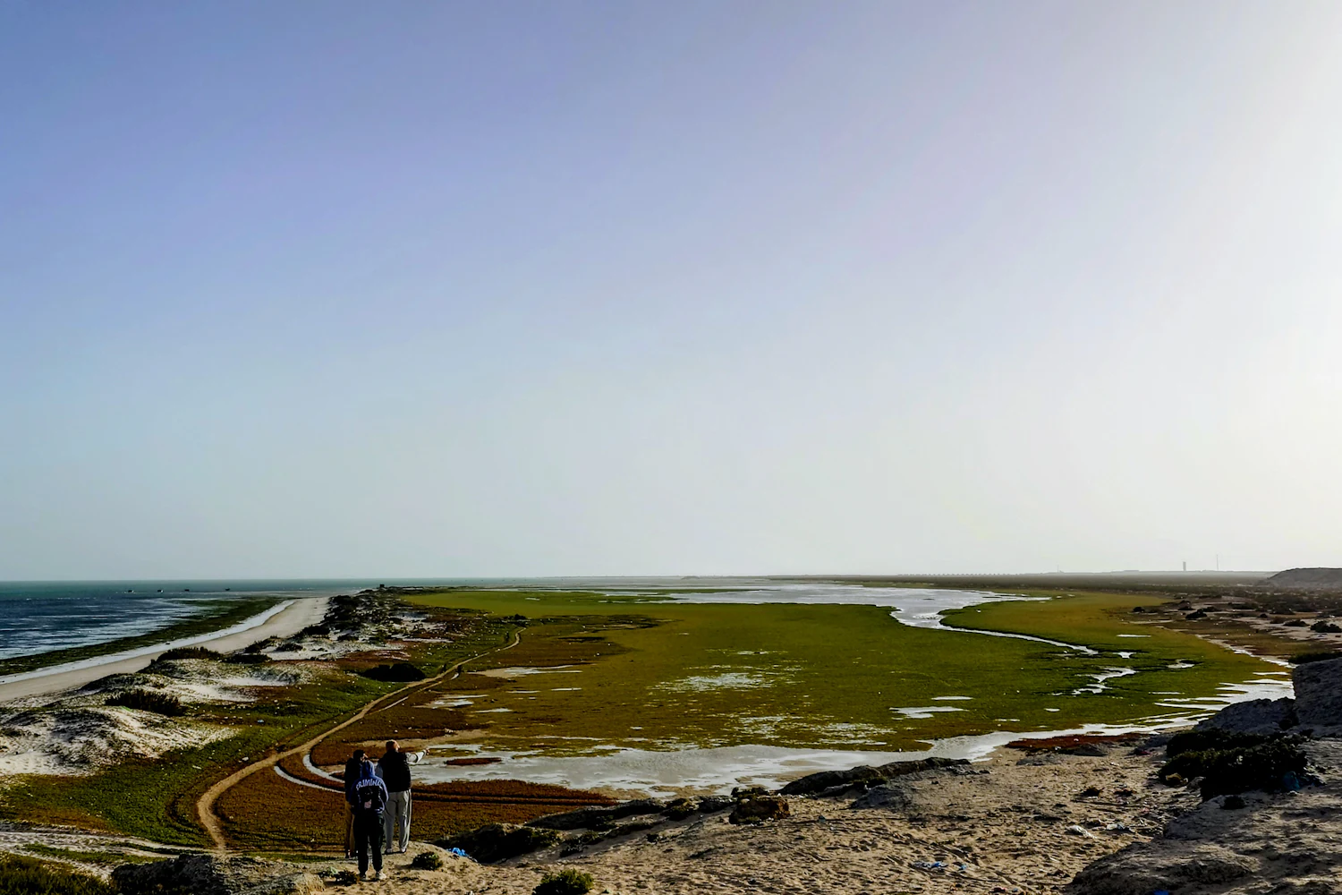 The turquoise Dakhla lagoon meeting desert and Atlantic