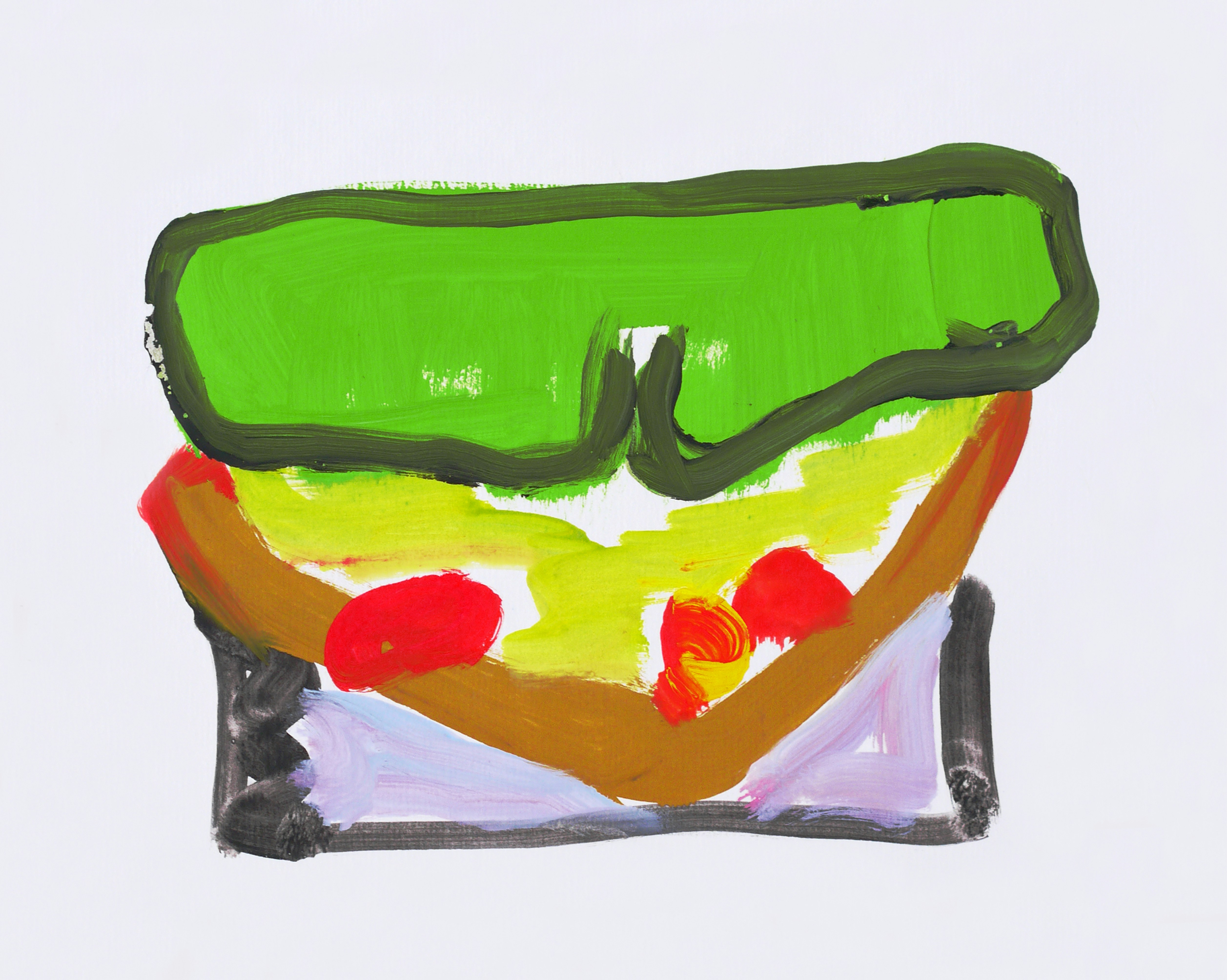 Arte astratta di un panino con coperchio verde