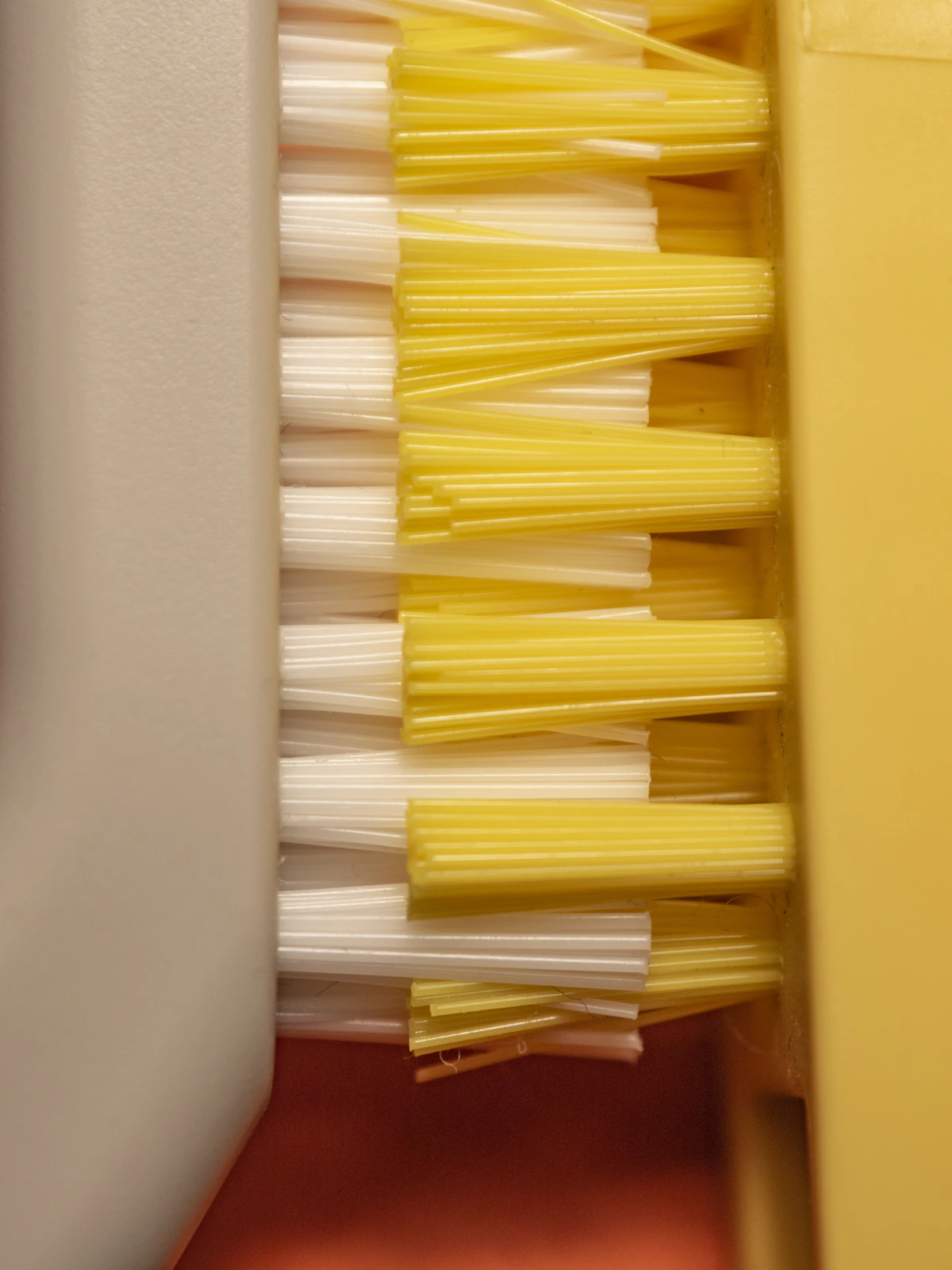 İllüstratif görsel: Close-up of yellow and white toothbrush bristles
