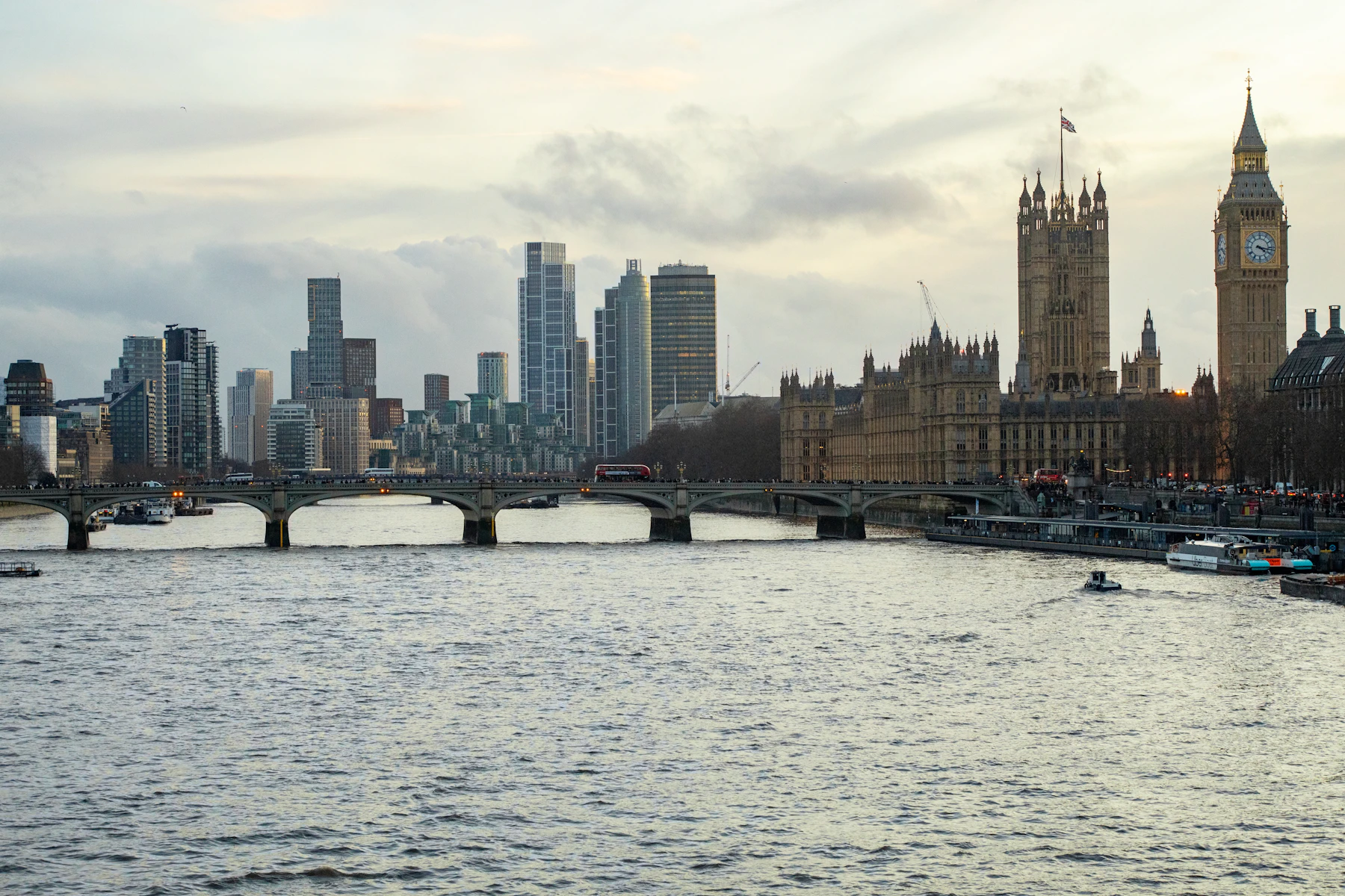London skyline with Big Ben and the River Thames