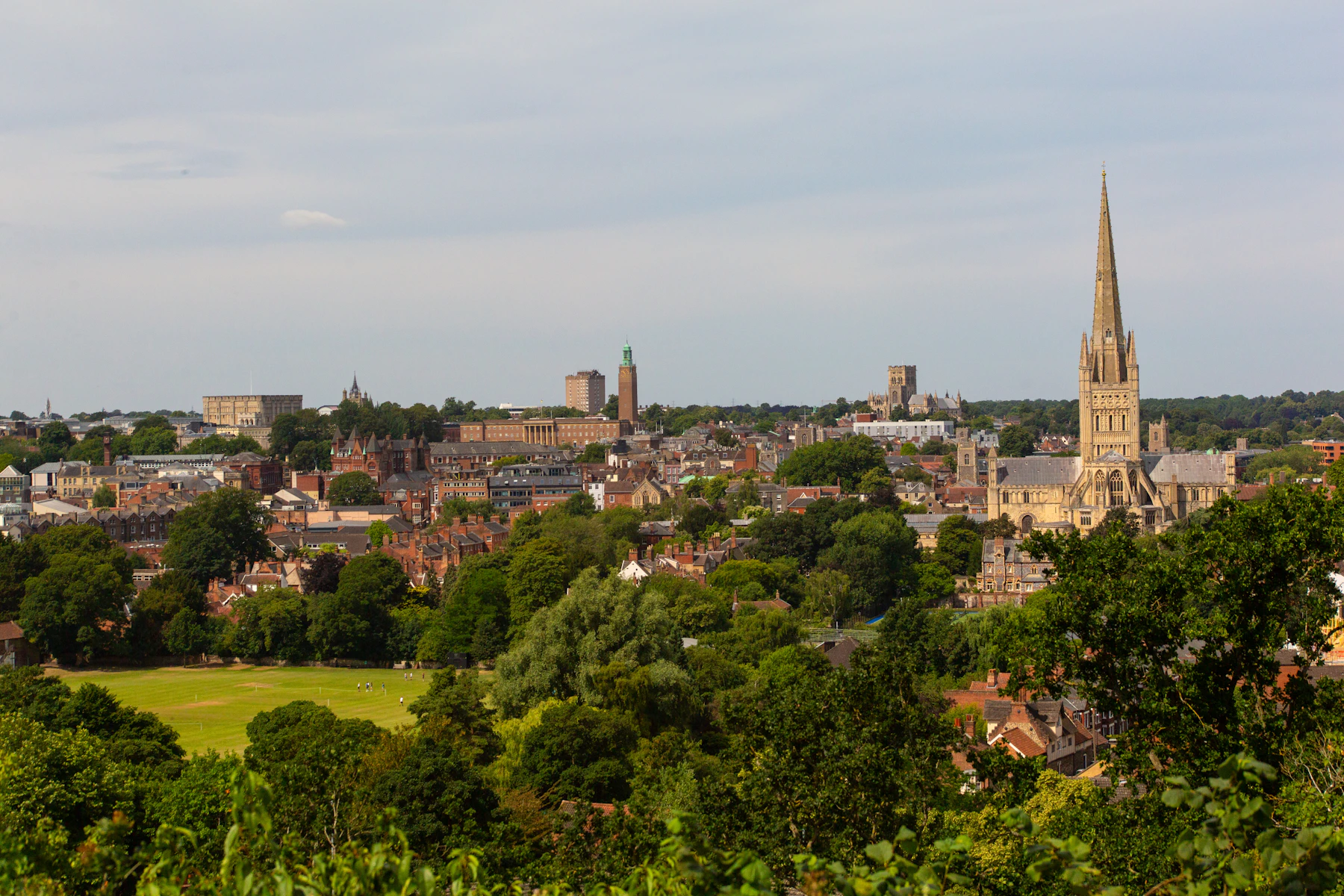 Norwich skyline with cathedral spires