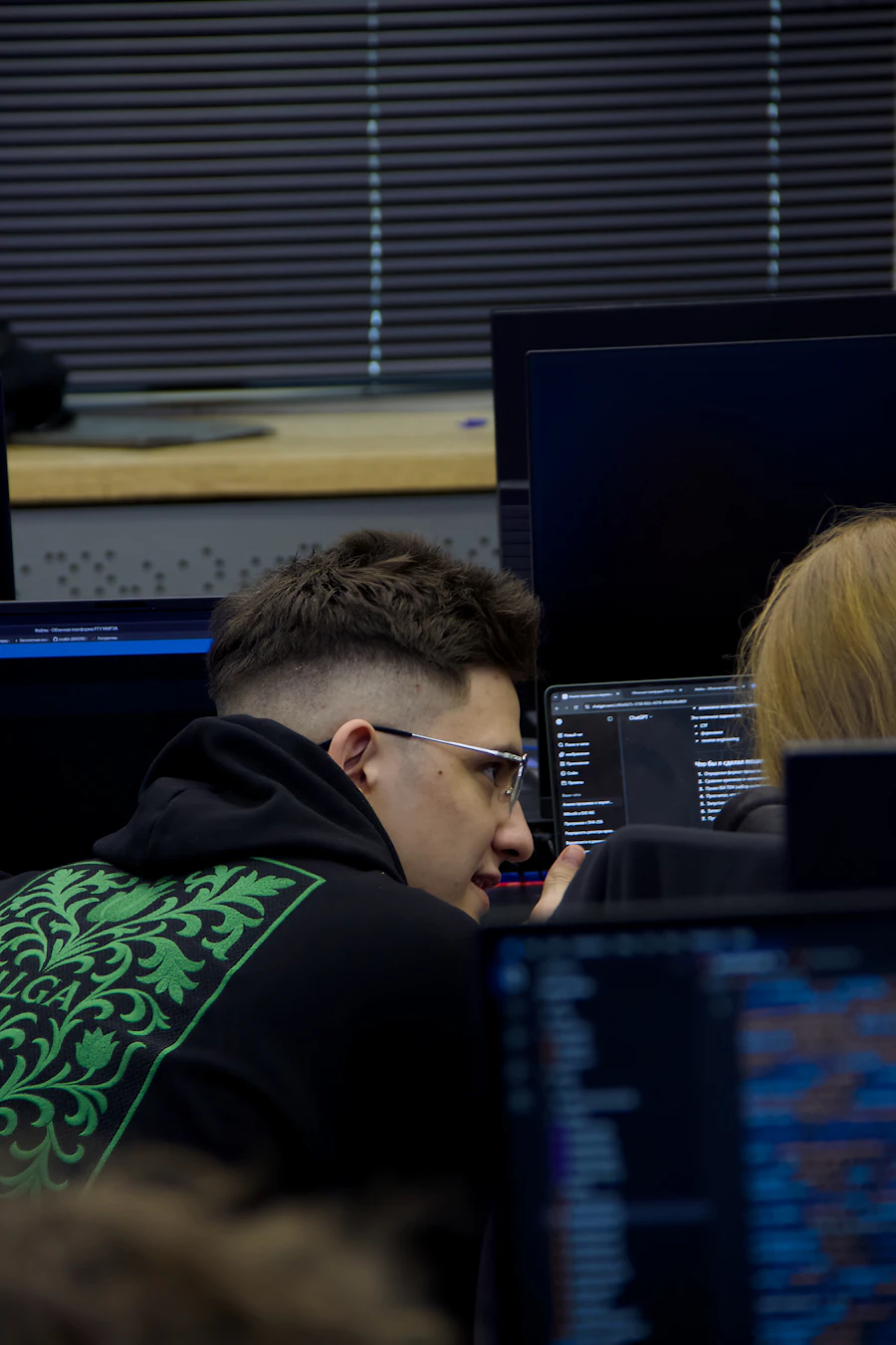 Close-up of application code open in an editor on a dark screen