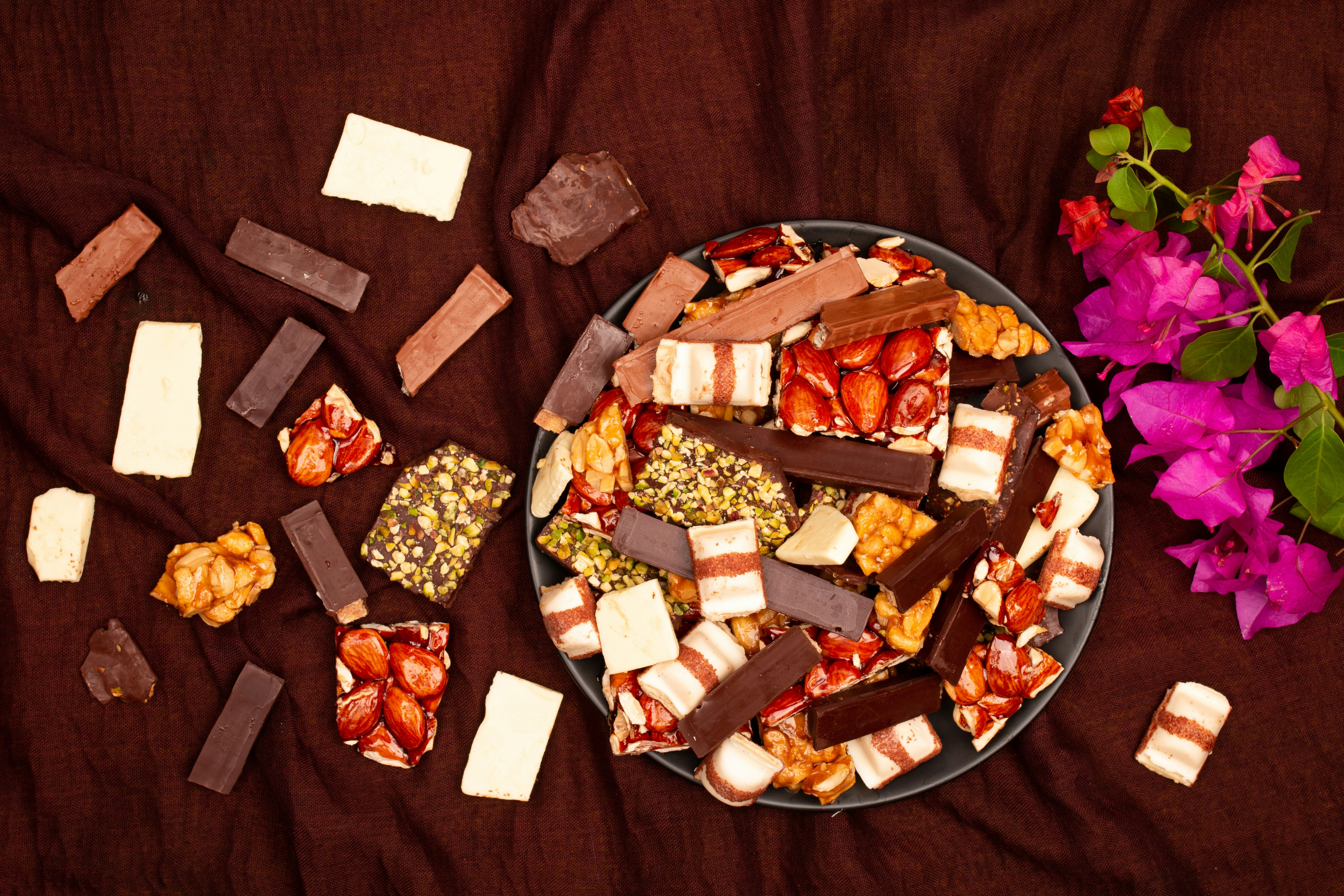 Various edible types including gummies, chocolates, and beverages