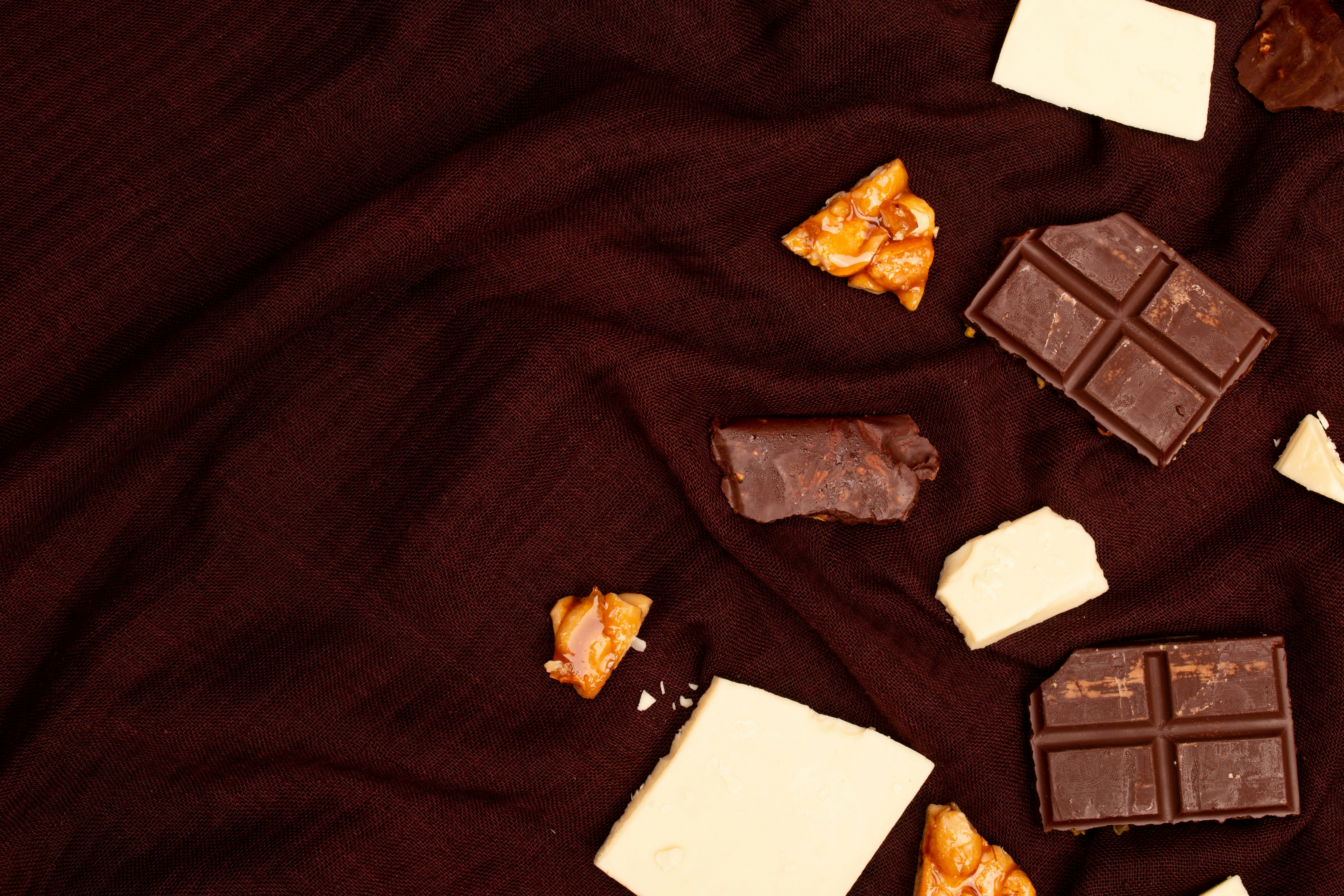 Top view composition or background with delicious chocolate