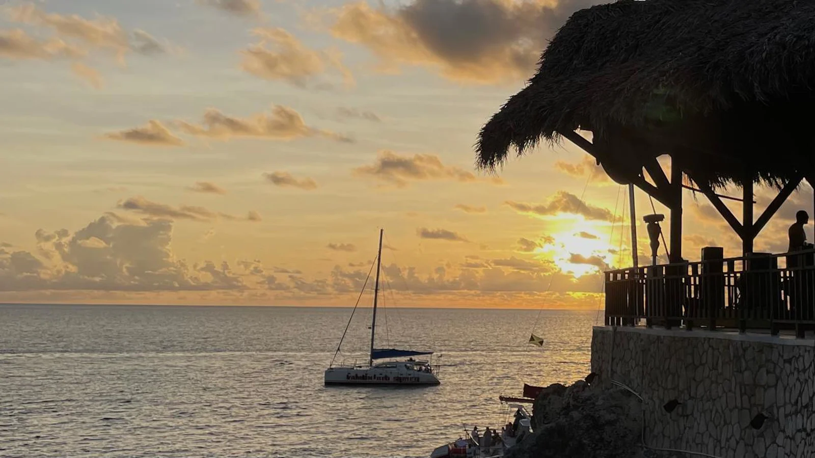 Catamaran at Caribbean sunset