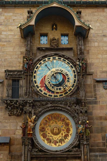The prague astronomical clock on old town hall tower.