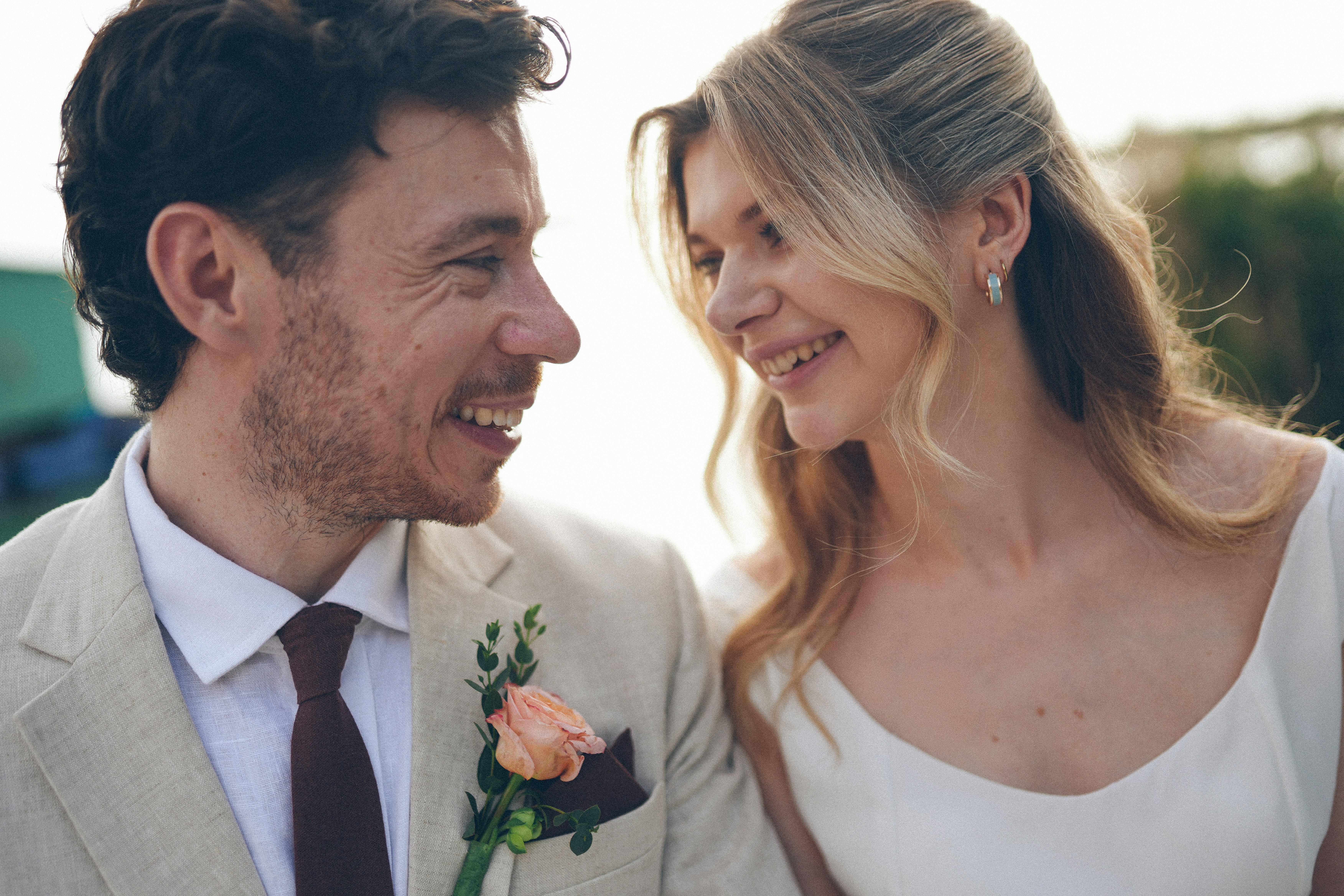 A happy couple on their wedding day