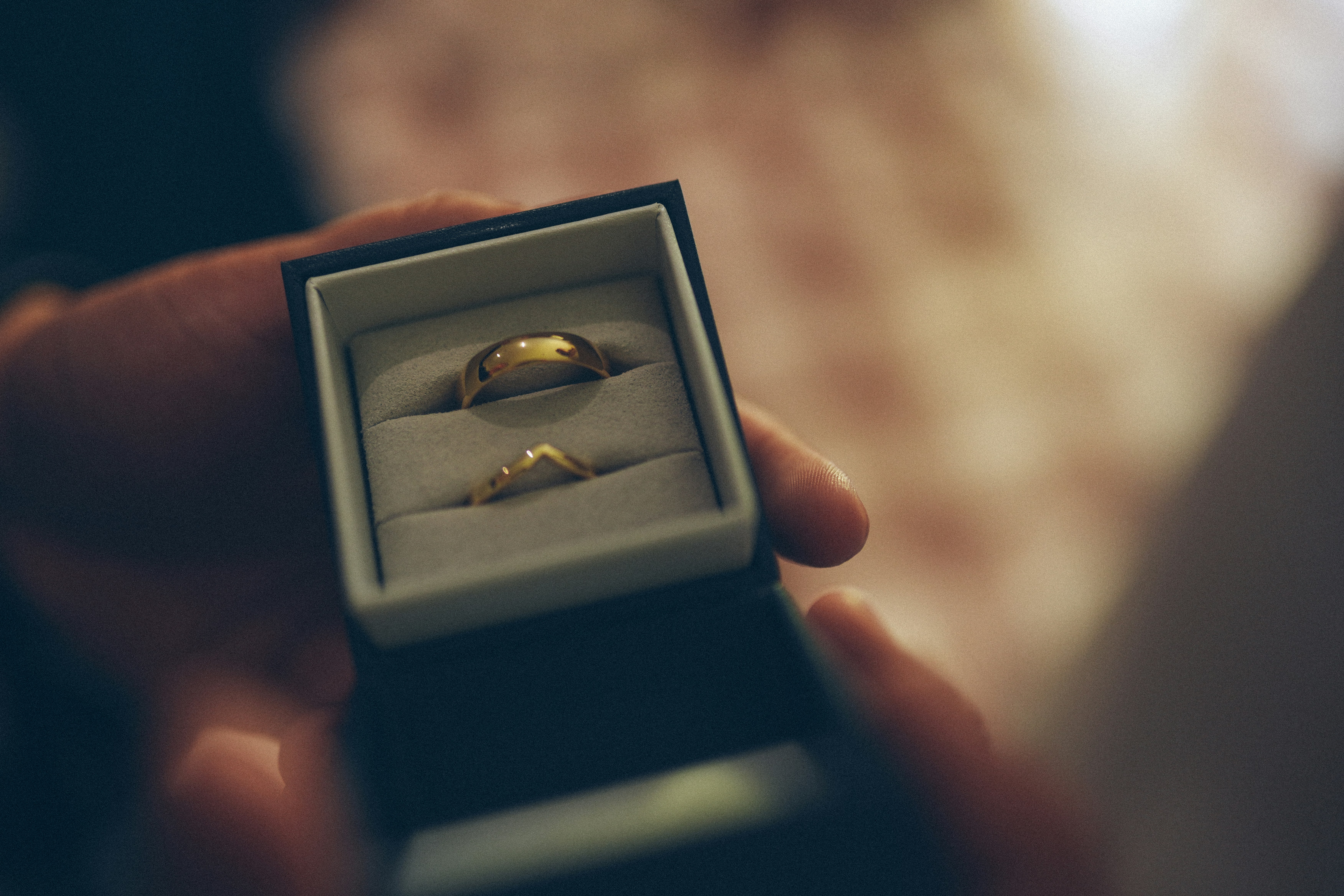 Two wedding rings in a box
