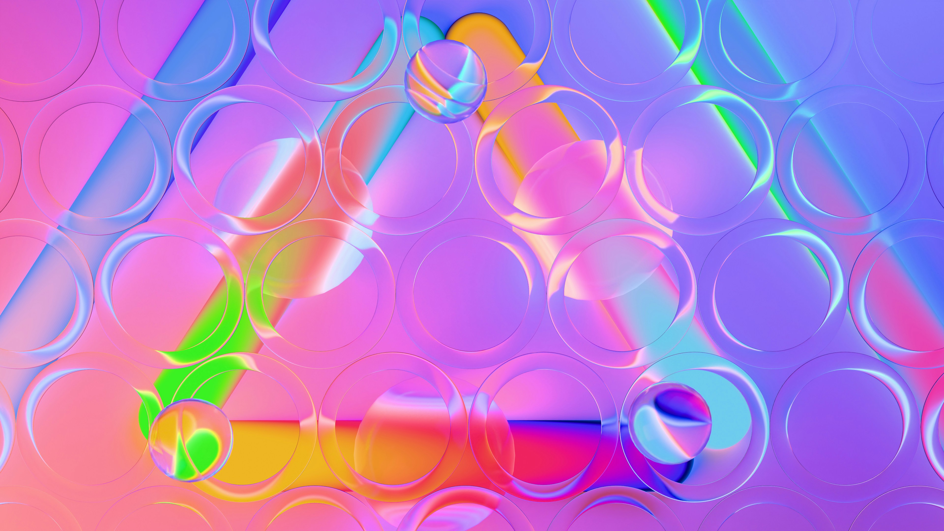 Triângulo colorido abstrato com efeito iridescente e padrão de bolhas