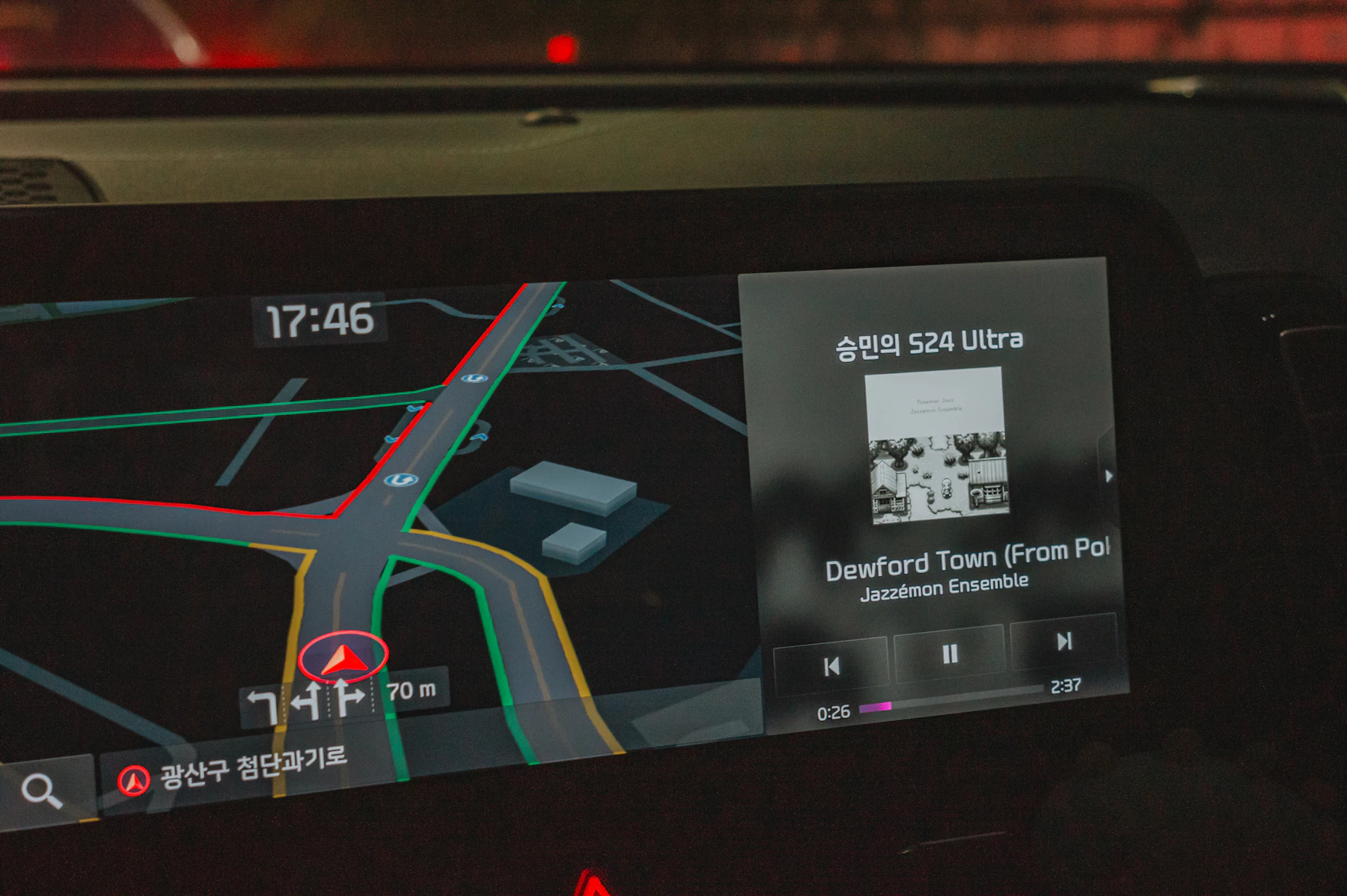In-car navigation and infotainment display used during everyday driving