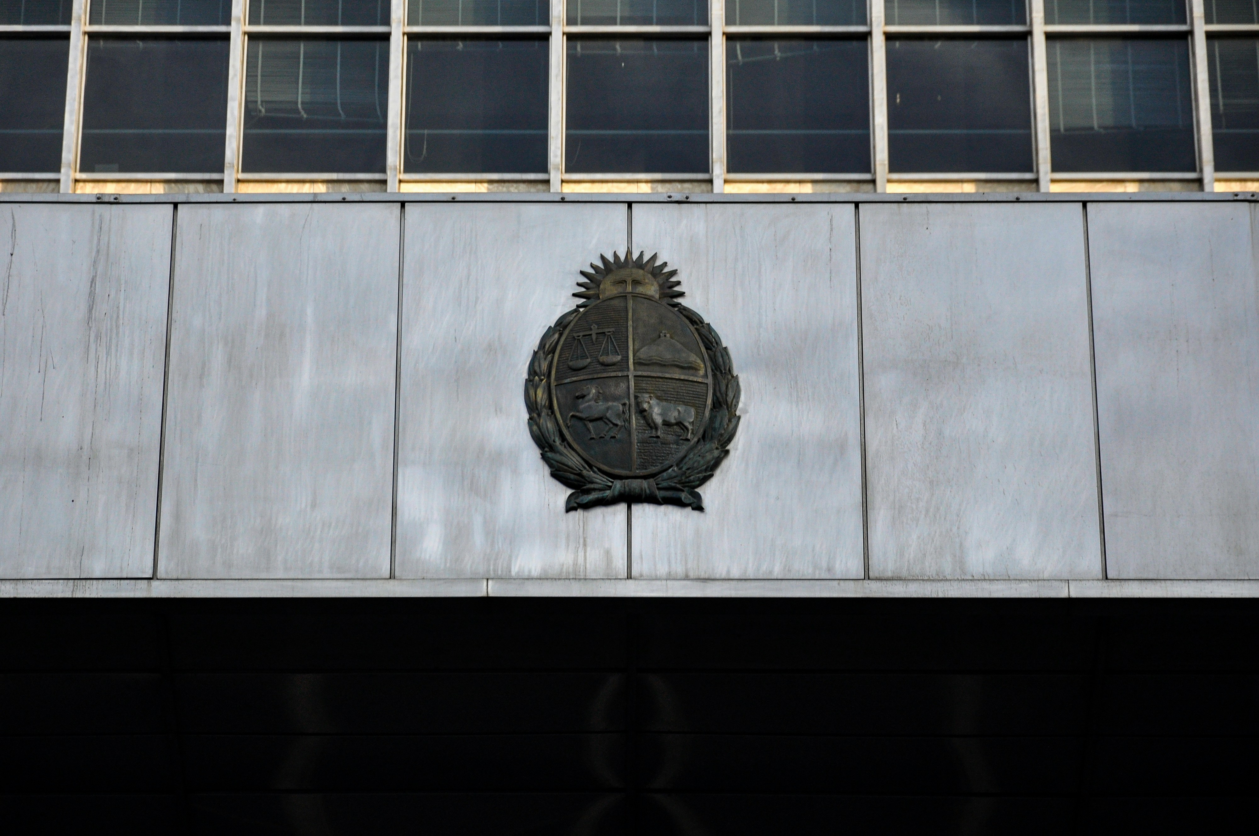 Emblem on a modern building facade