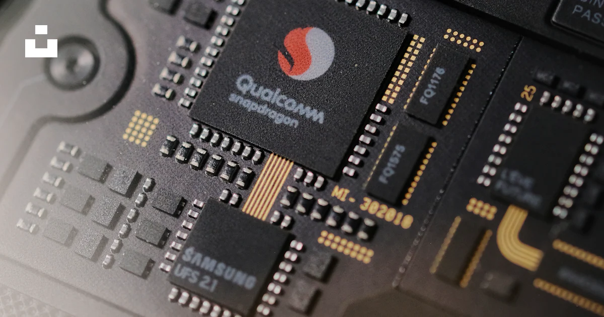 Qualcomm Microprocessor Structure Close-up of a smartphone's internal qualcomm snapdragon processor ...