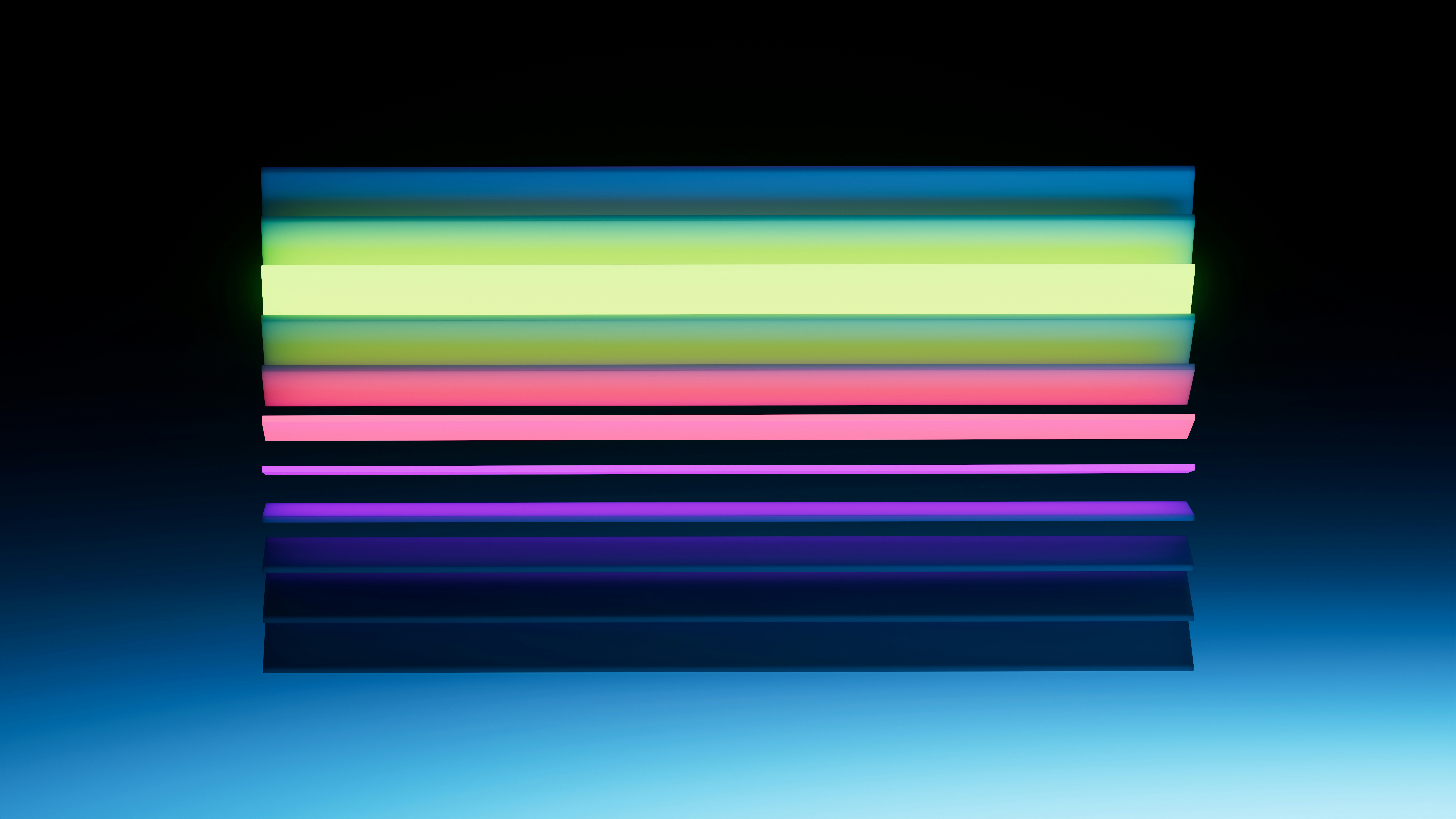 Stacked colored glass tubes glowing against dark background