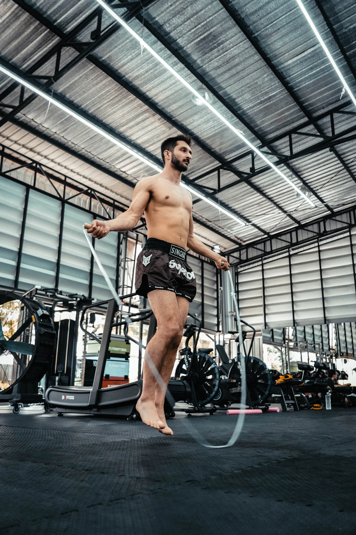 Athlete performing jump rope work during a cardio session