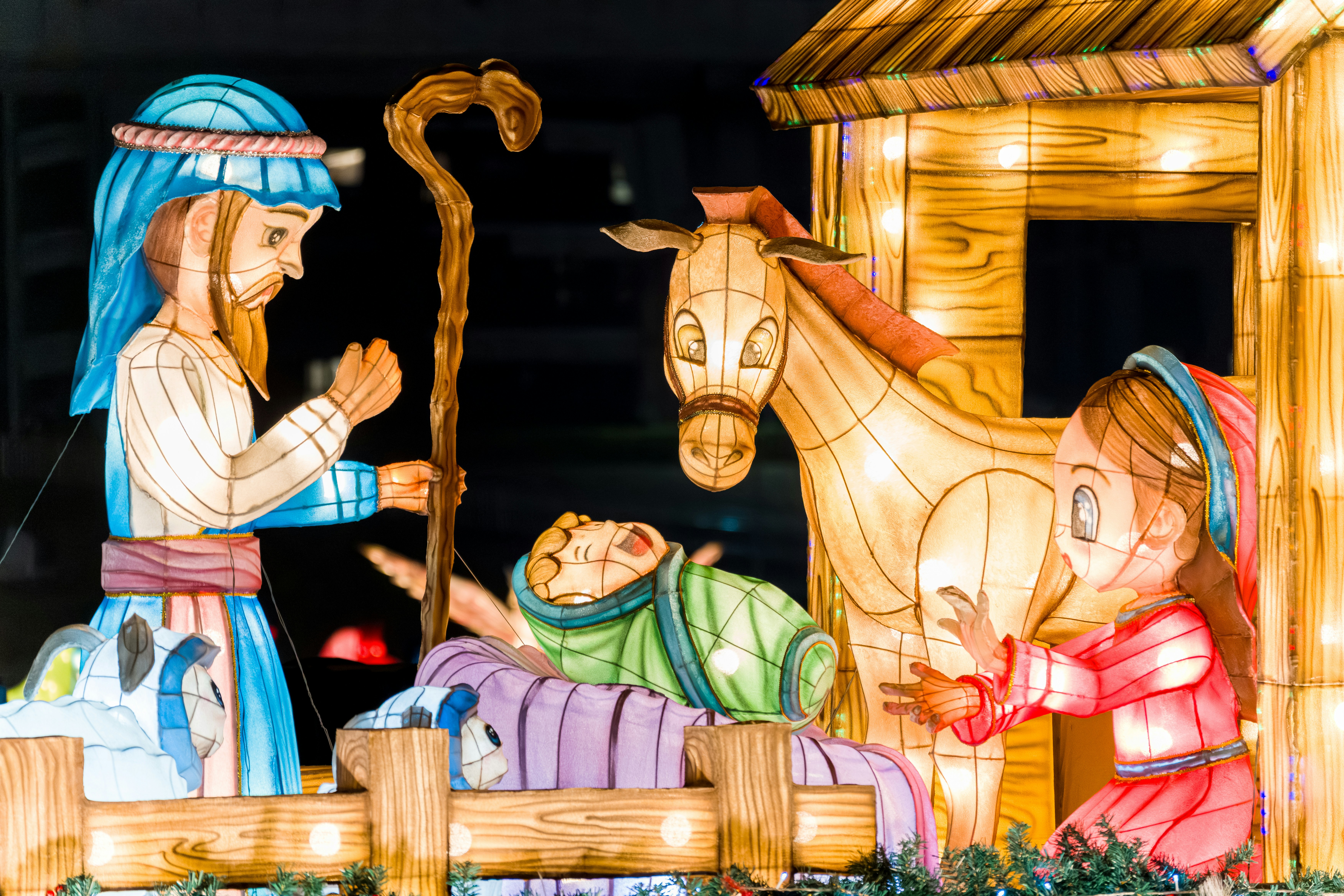 Nativity scene with mary, joseph, and baby jesus