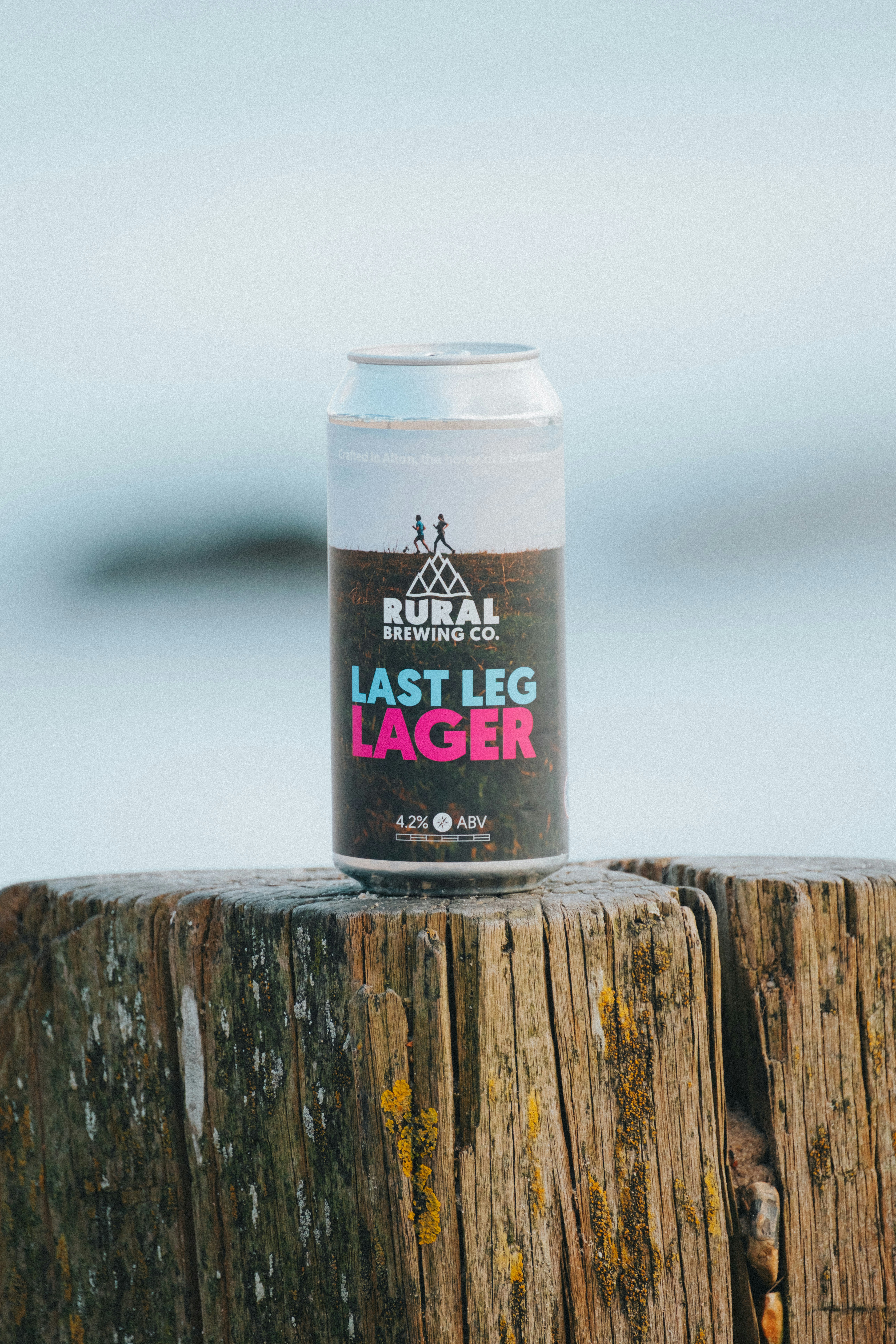 Rural brewing co. last leg lager can on wood