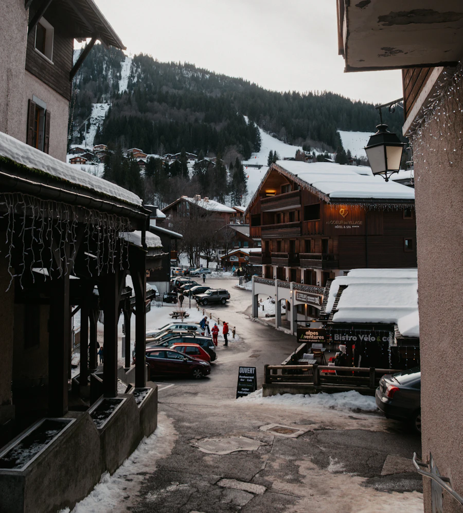Whistler village in winter snow