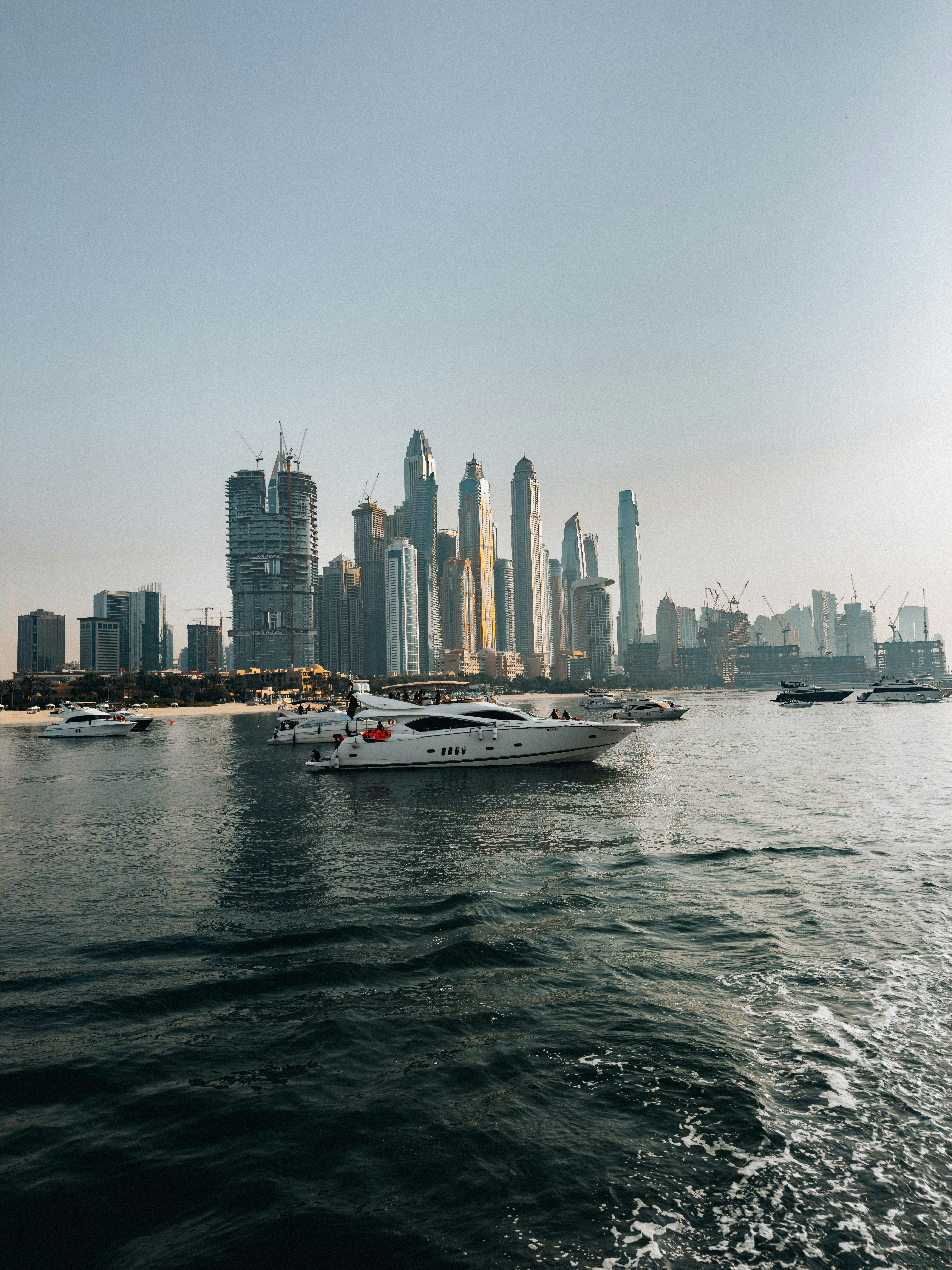 Modern skyscrapers and yachts on the water
