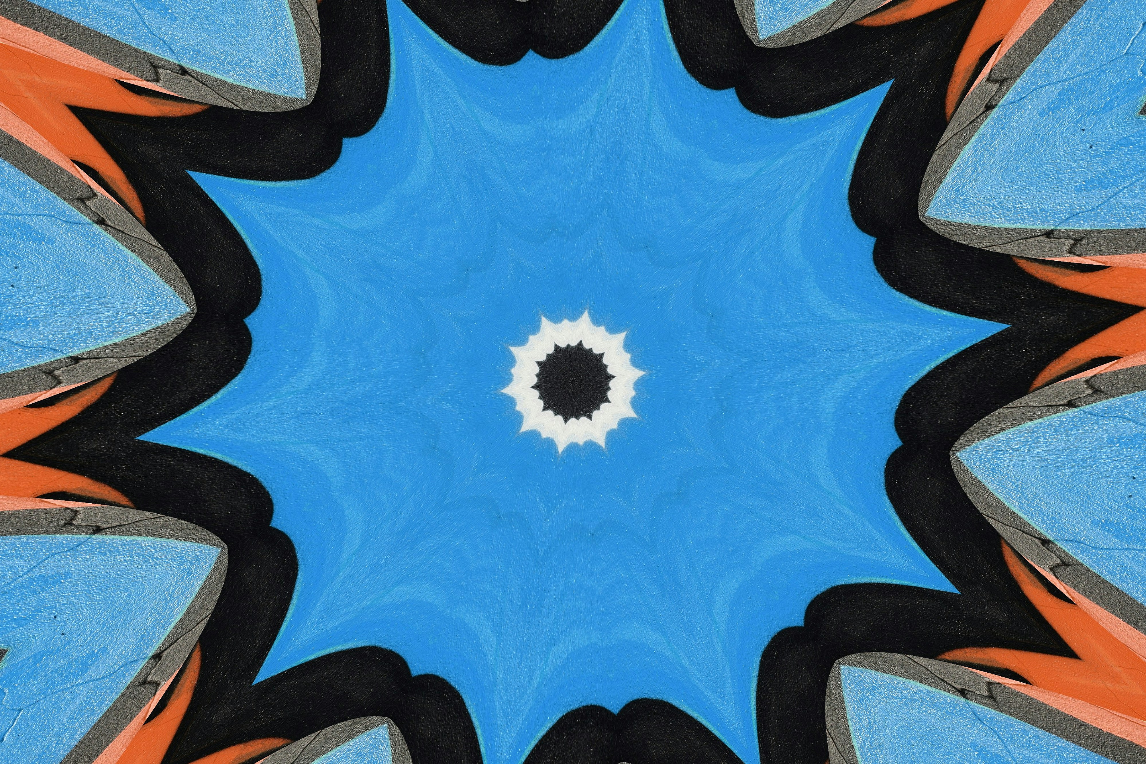 抽象的な青とオレンジのスターバーストパターン