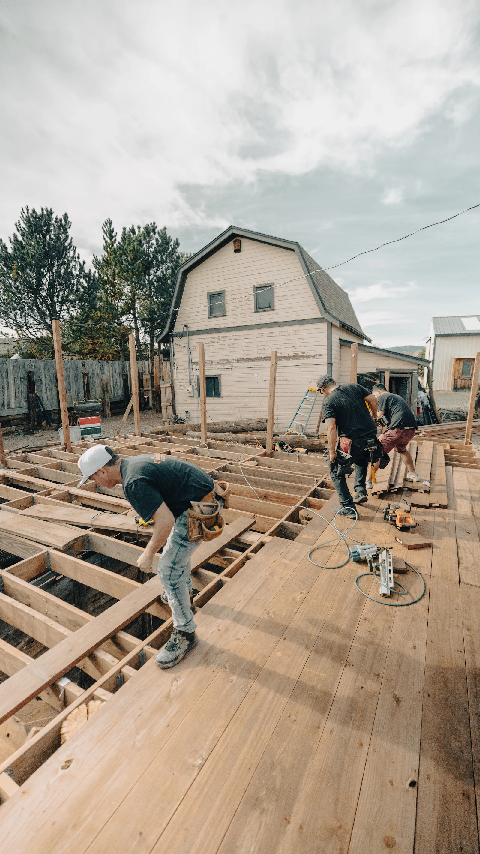 The Johnson family team on a job site