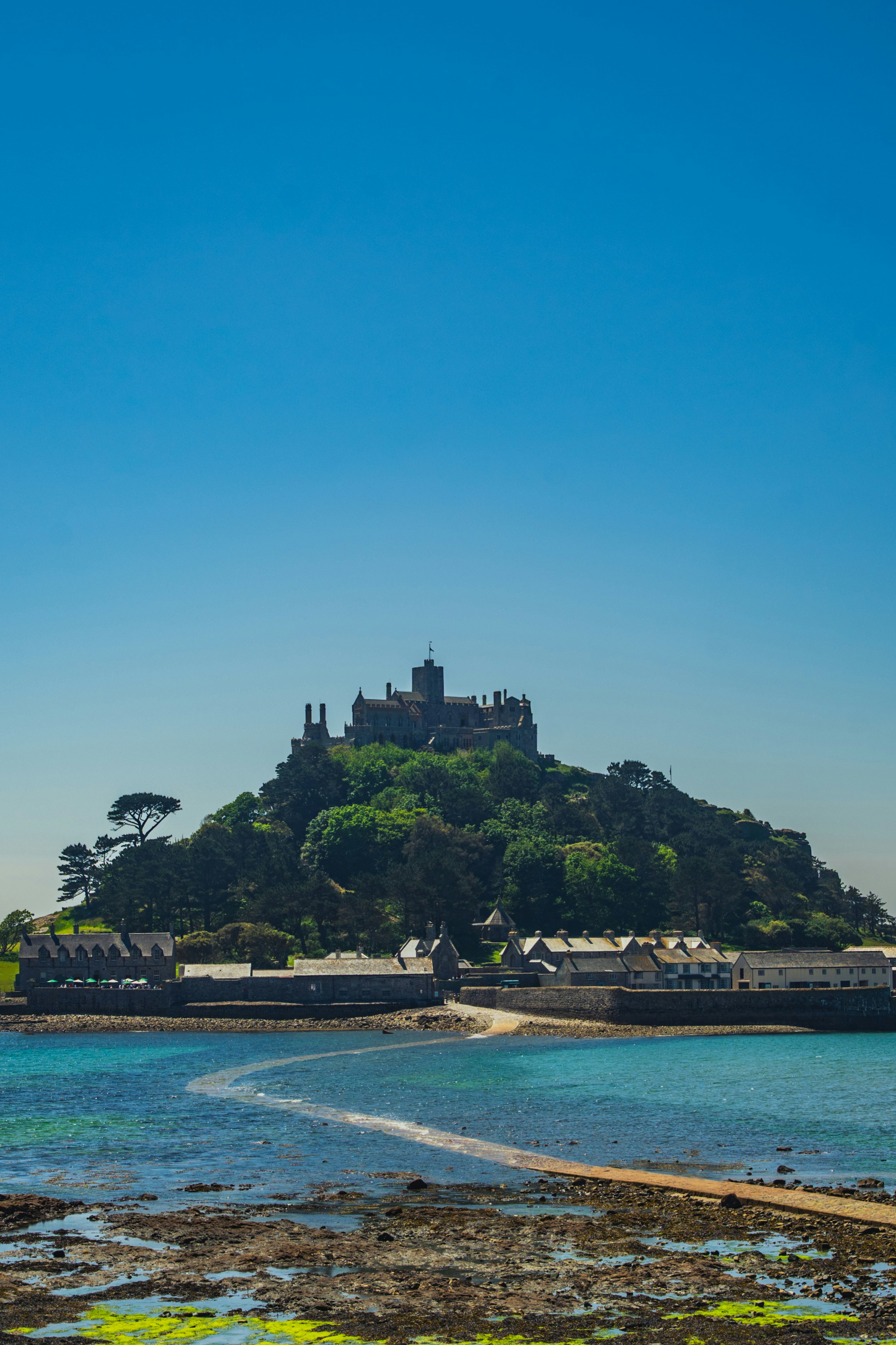 Castle on a hill overlooking the sea