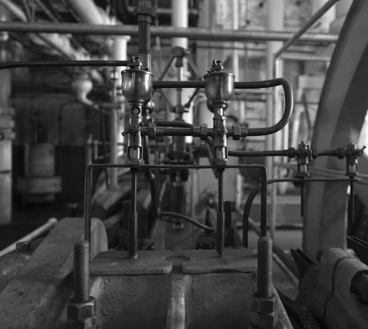 Industrial machinery with pipes and valves