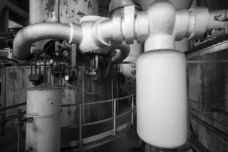 Pipework and machinery inside a working industrial facility