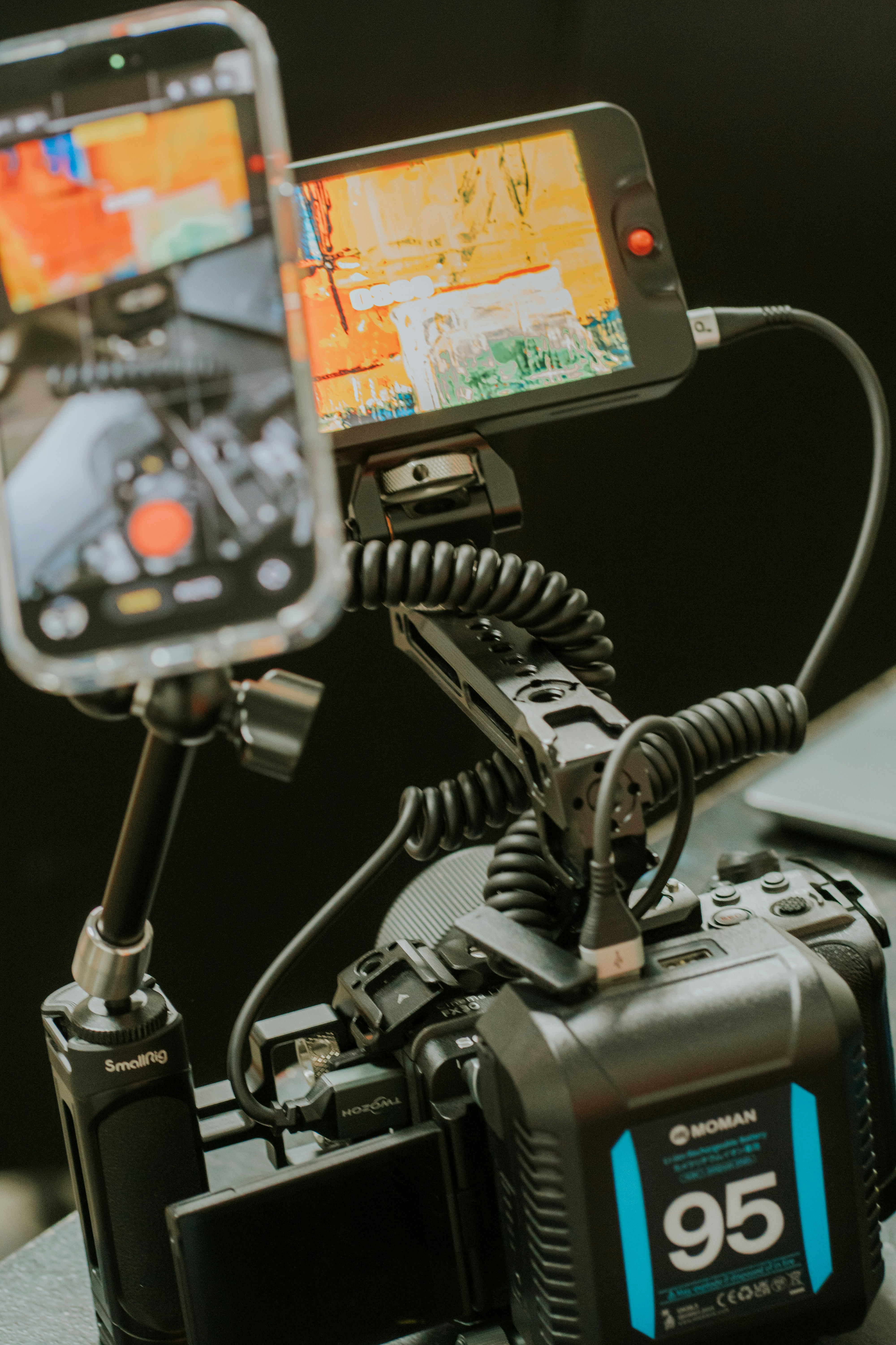 Smartphone attached to a professional camera rig
