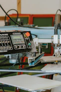 Close up of a screen printing machine control panel