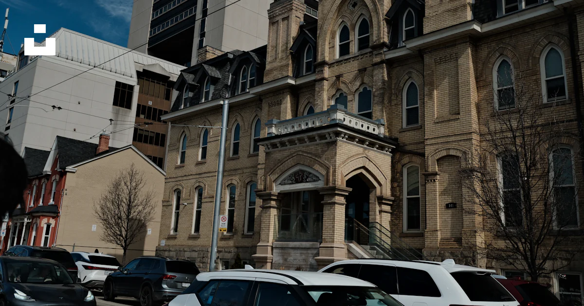 Behind Building Ornate historic building with modern structures behind photo – Free ...