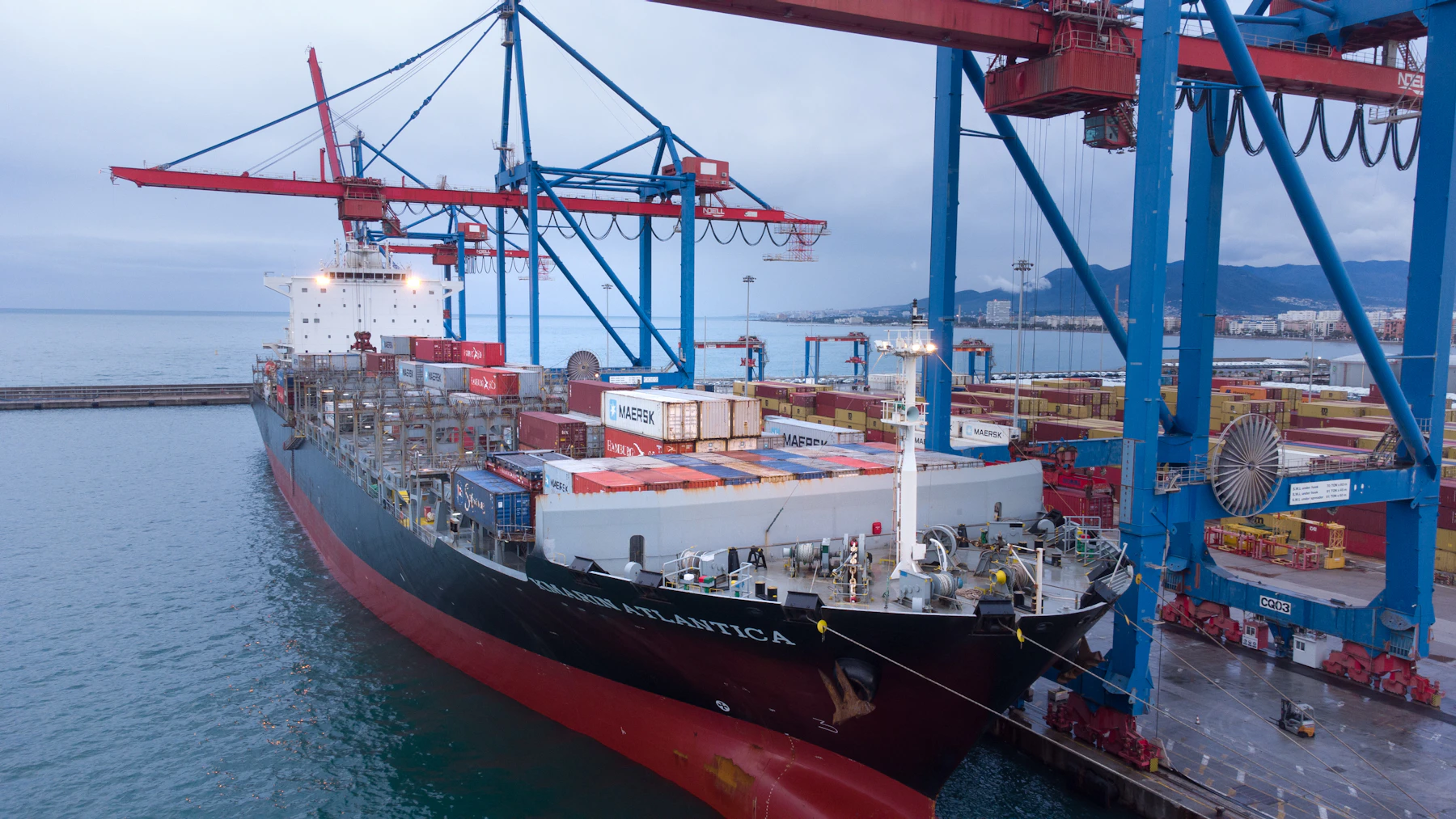Container ship at an international container port illustrating documentary letter of credit trade finance