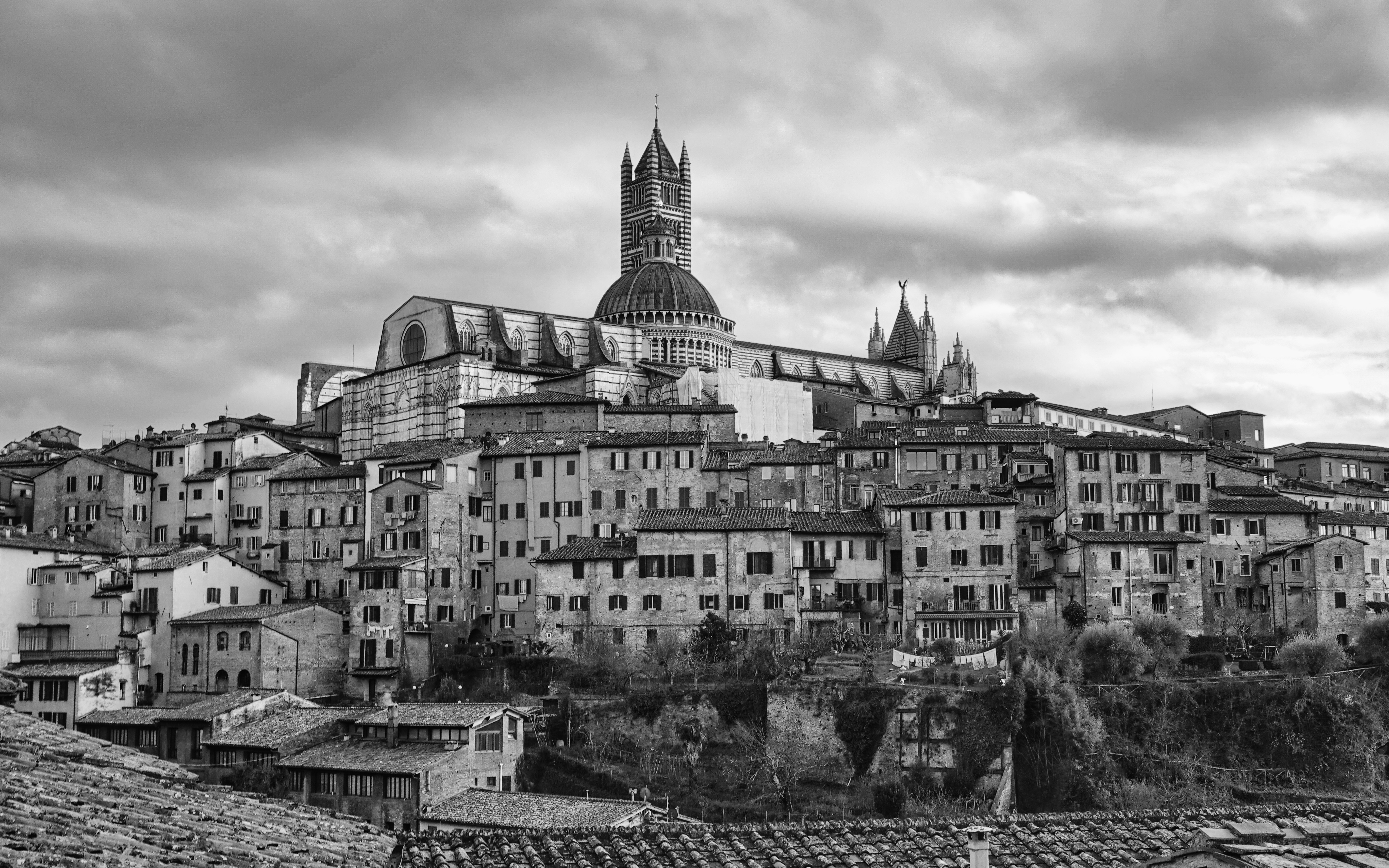 Historic italian city skyline with a prominent cathedral.