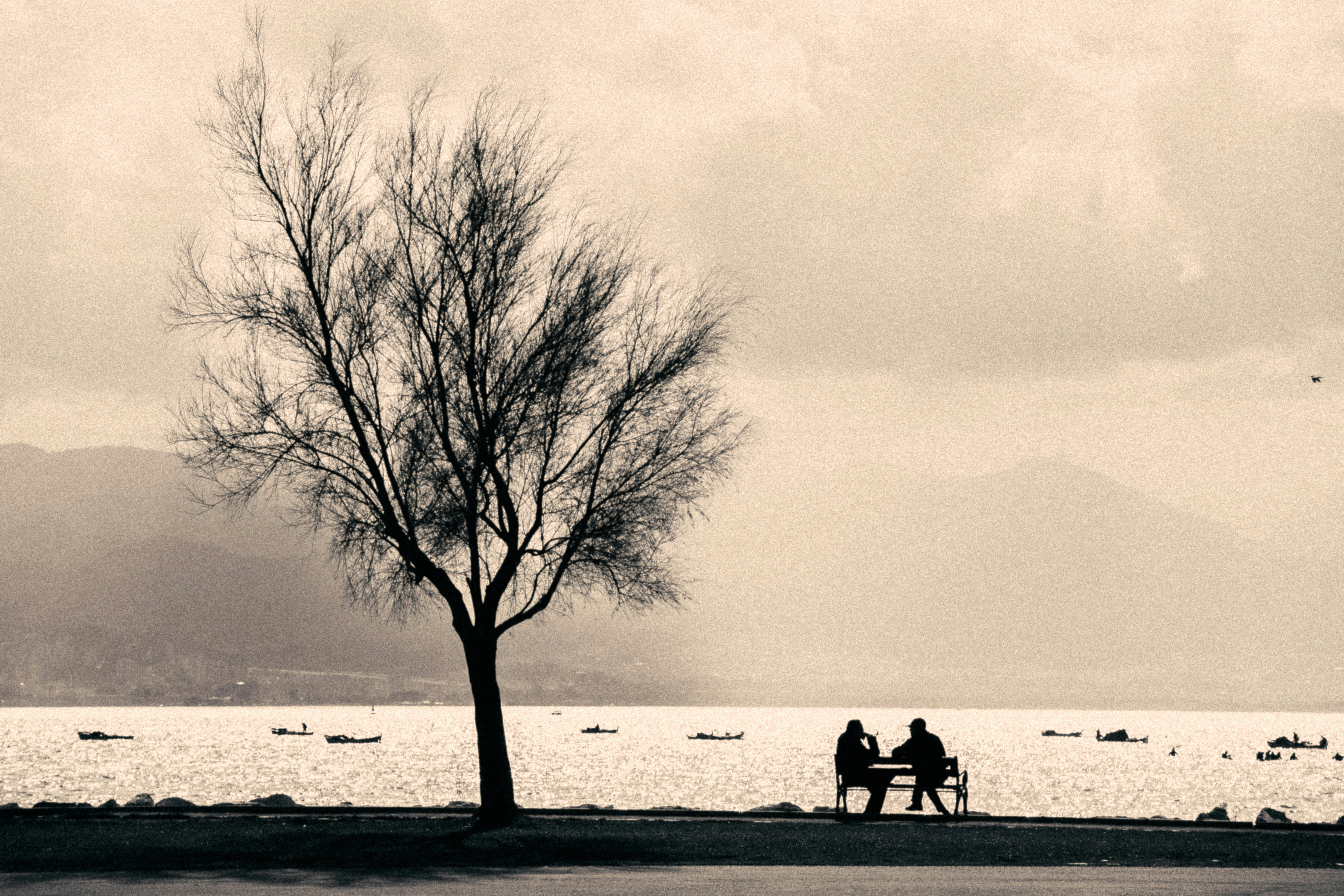 Two people connecting peacefully