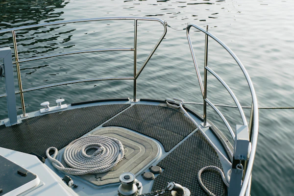 Rope and rigging on boat deck