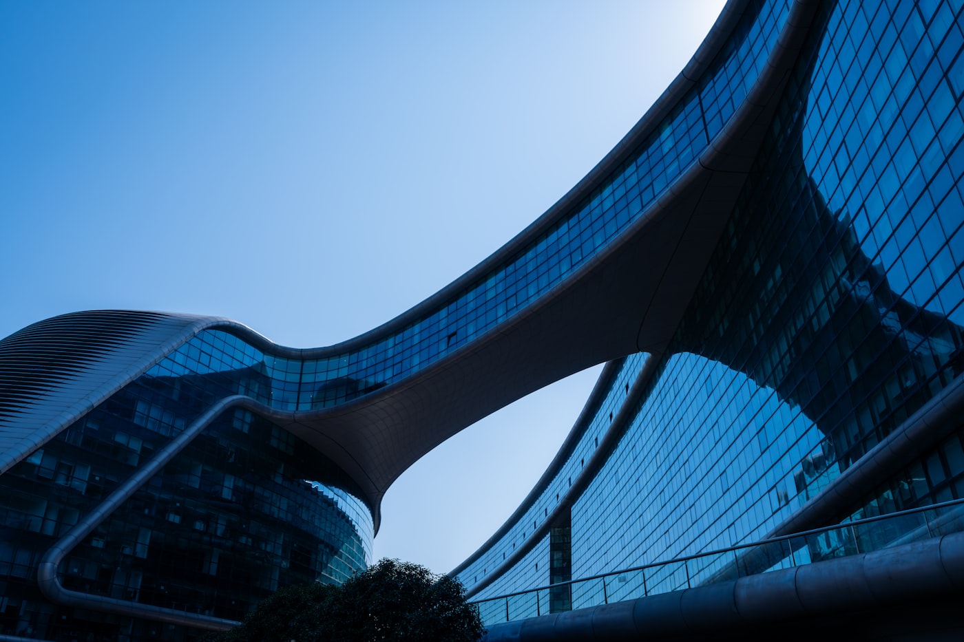 Modern glass building facade in daylight