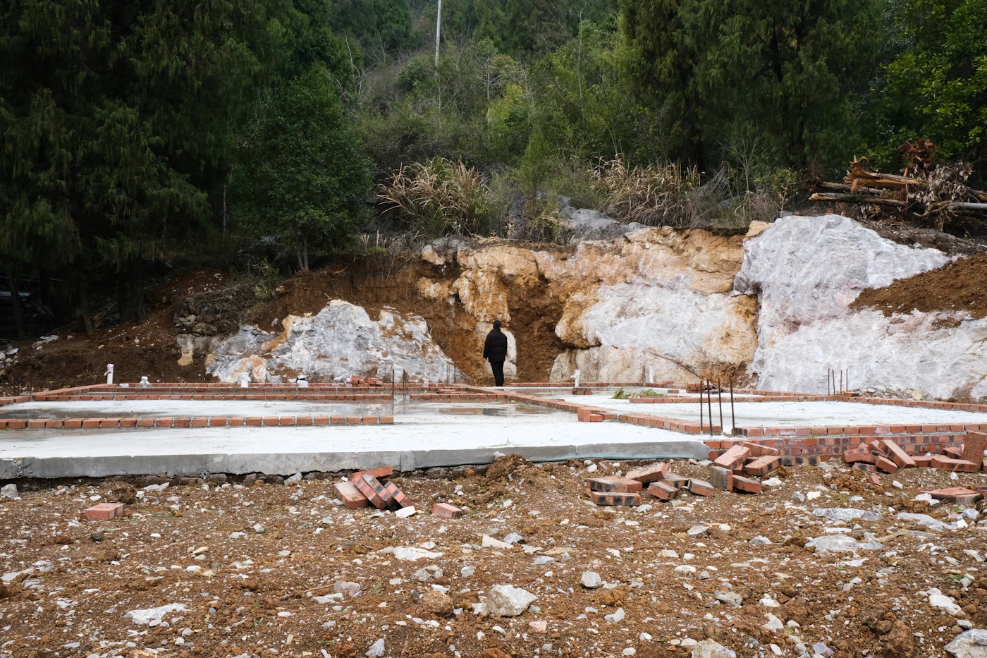 Building foundation under construction