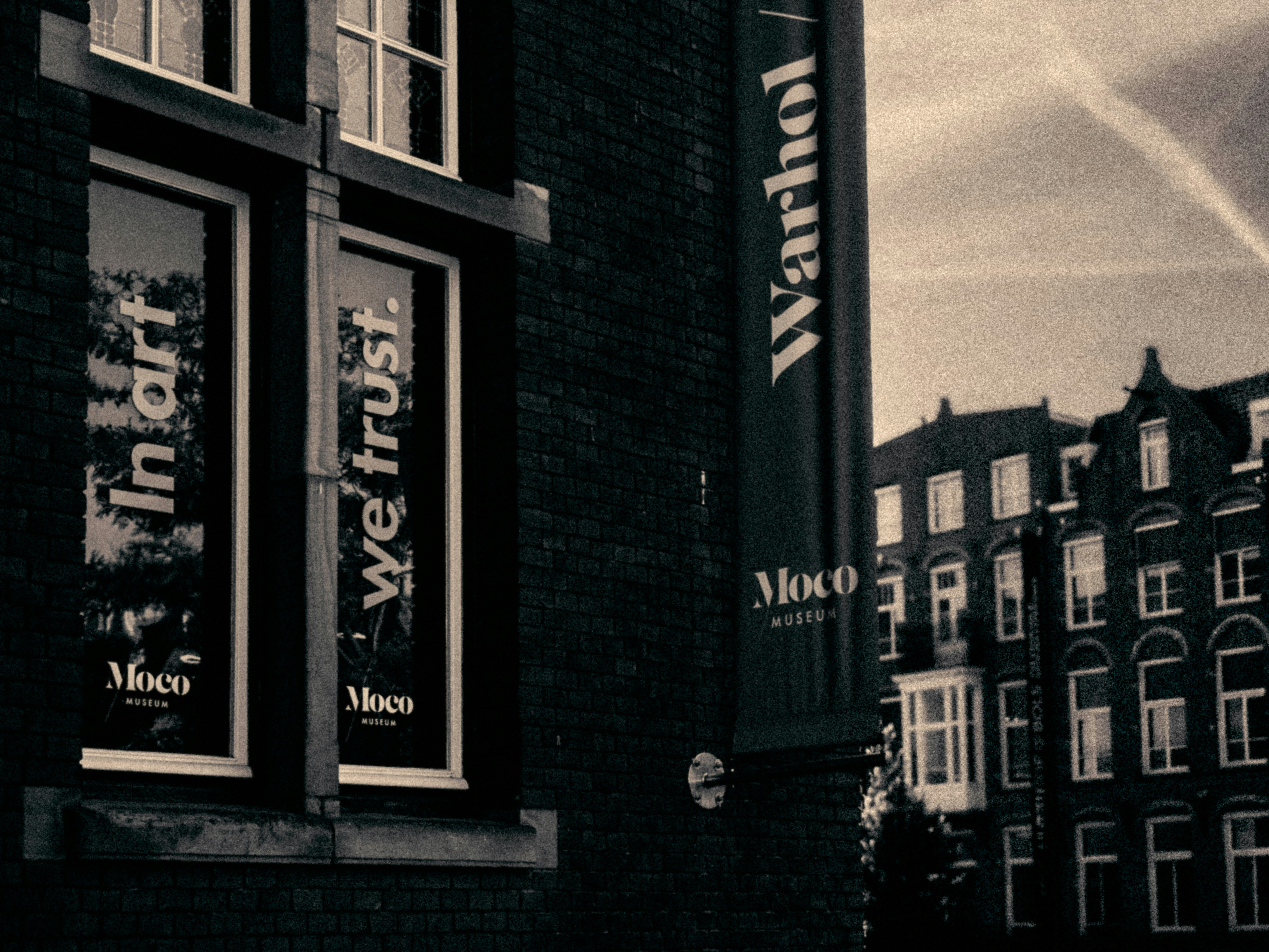 Moco museum with warhol exhibition banner