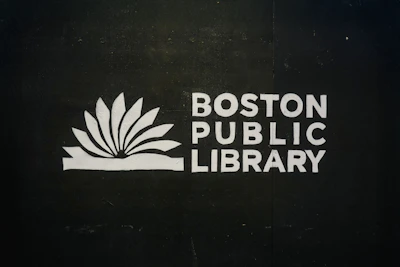Boston public library logo on black background