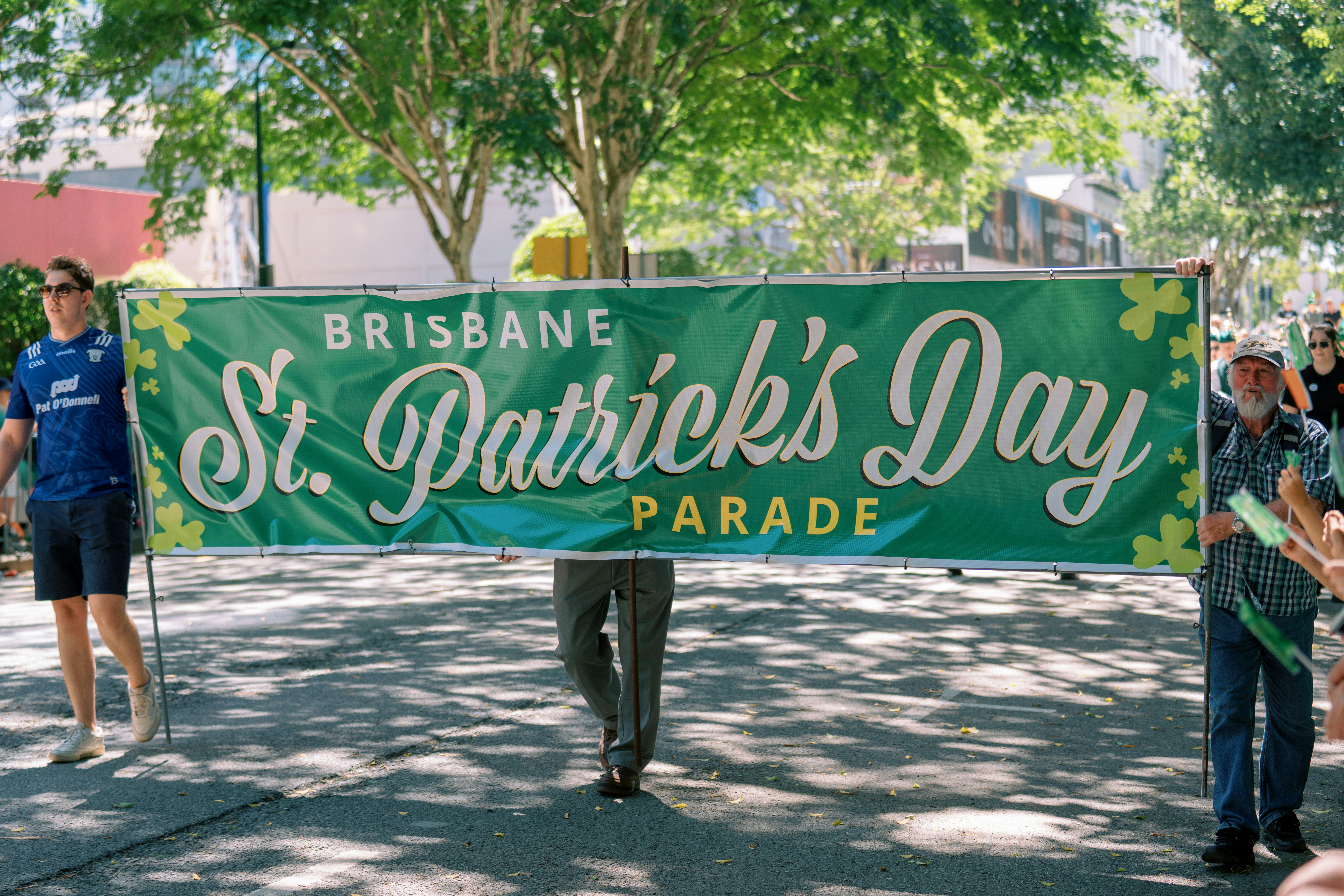 Brisbane st. patrick's day parade banner held a parade