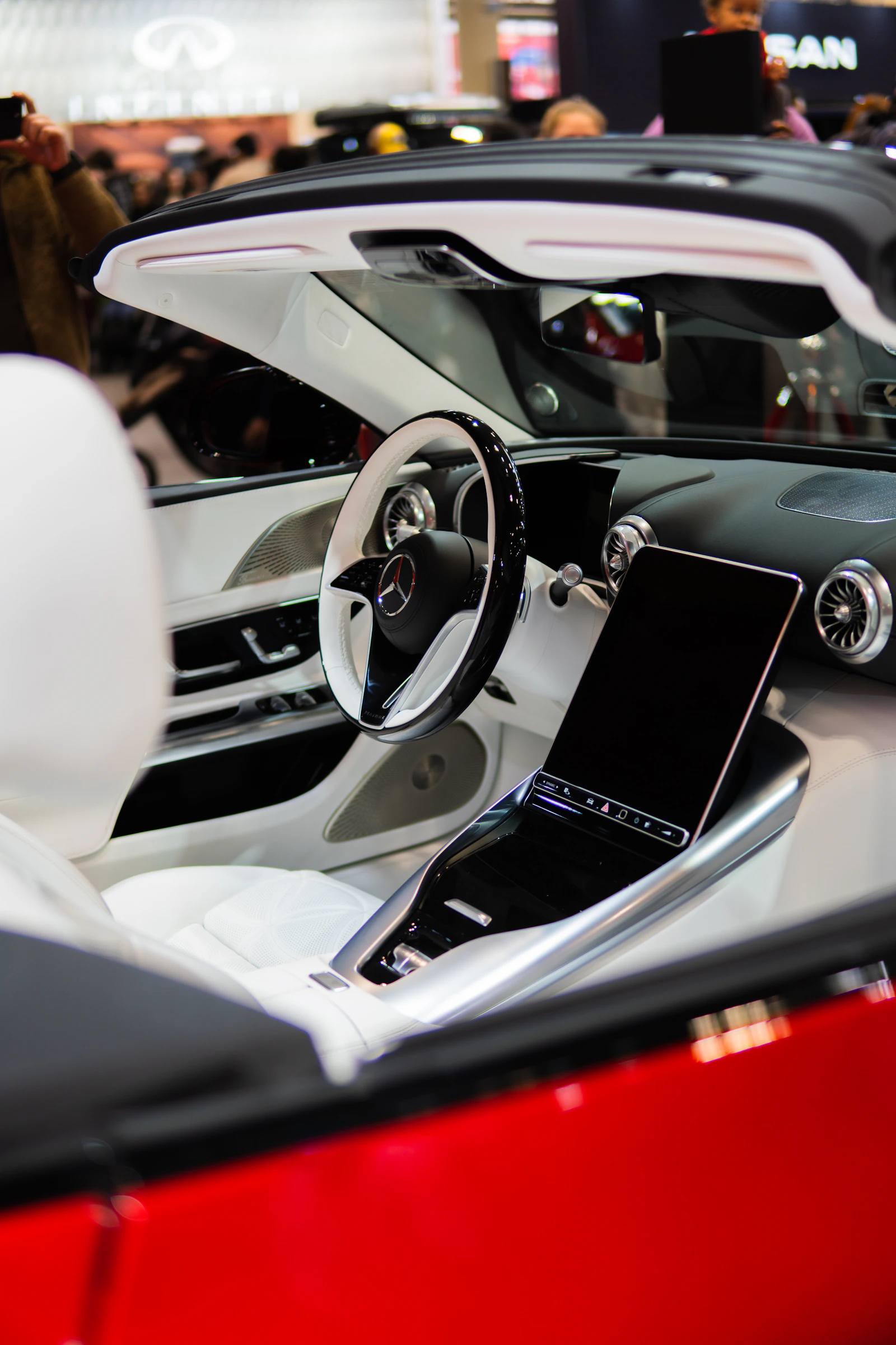 Premium modern vehicle cabin with refined seating and dashboard details
