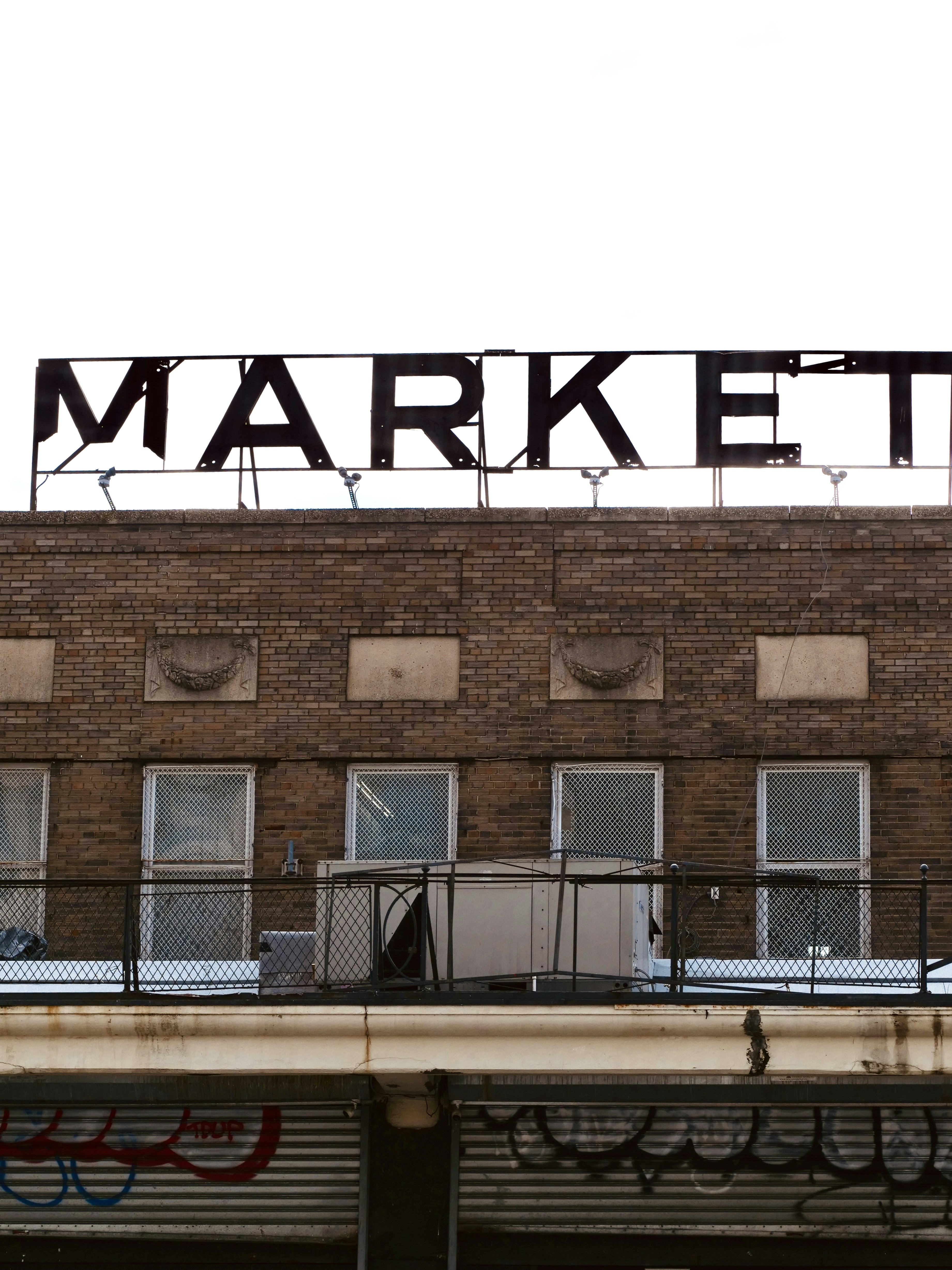 Market sign on a building’s roof
