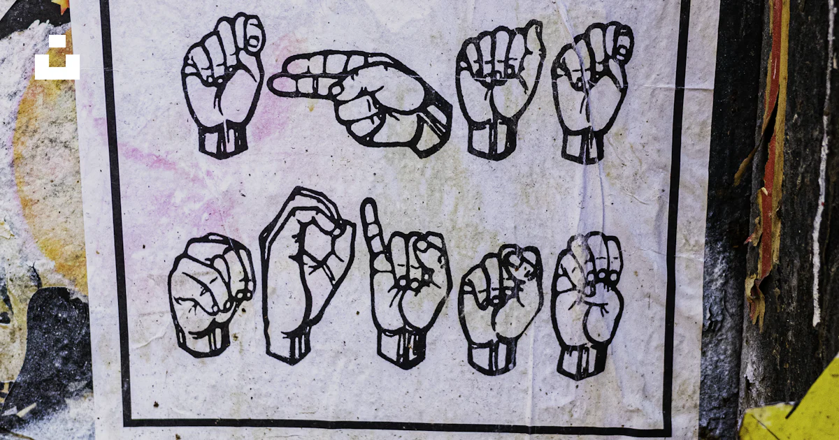 Foring Sign Hands forming american sign language alphabet on poster. photo – Free ...