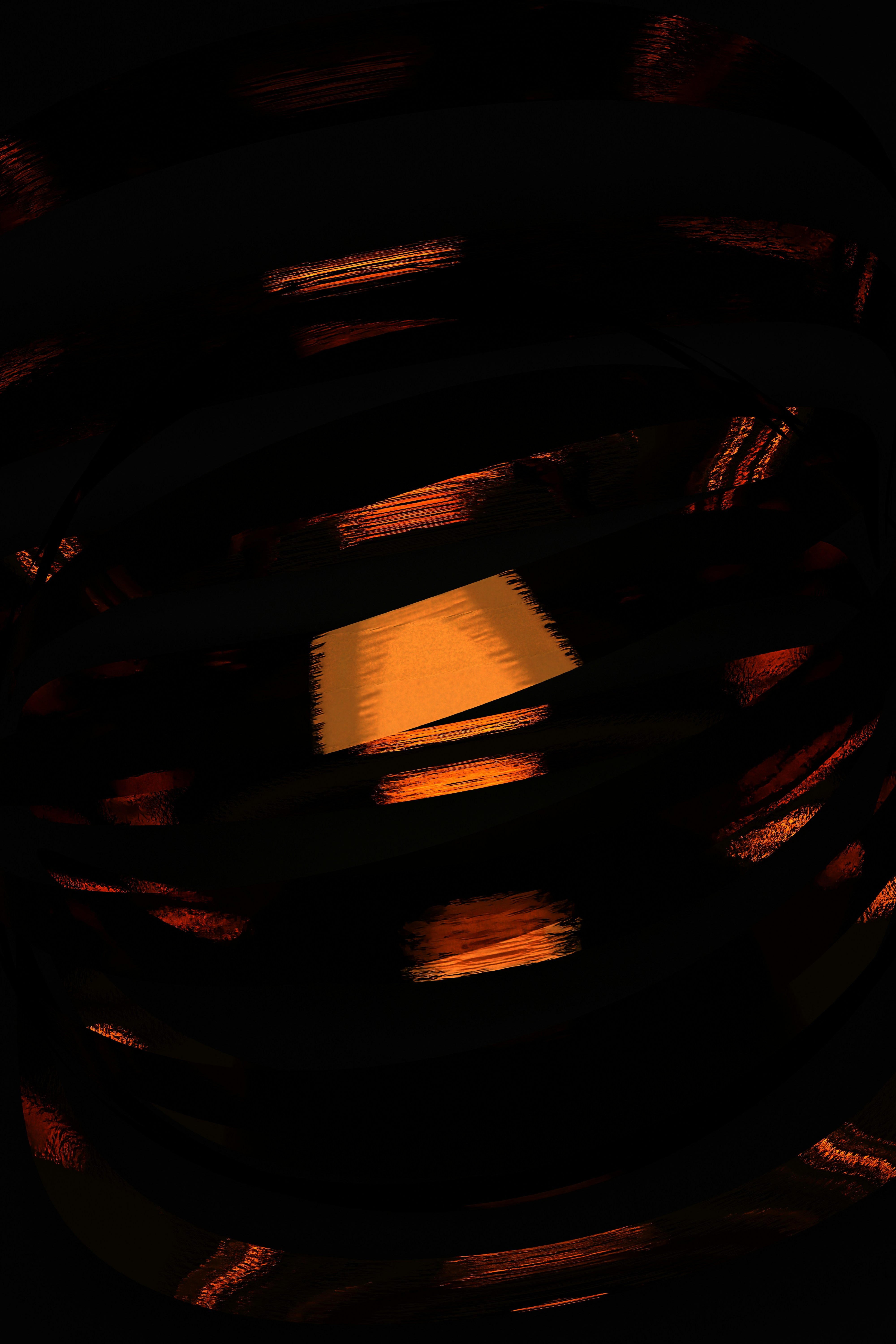 Fondo abstracto oscuro con formas naranjas brillantes