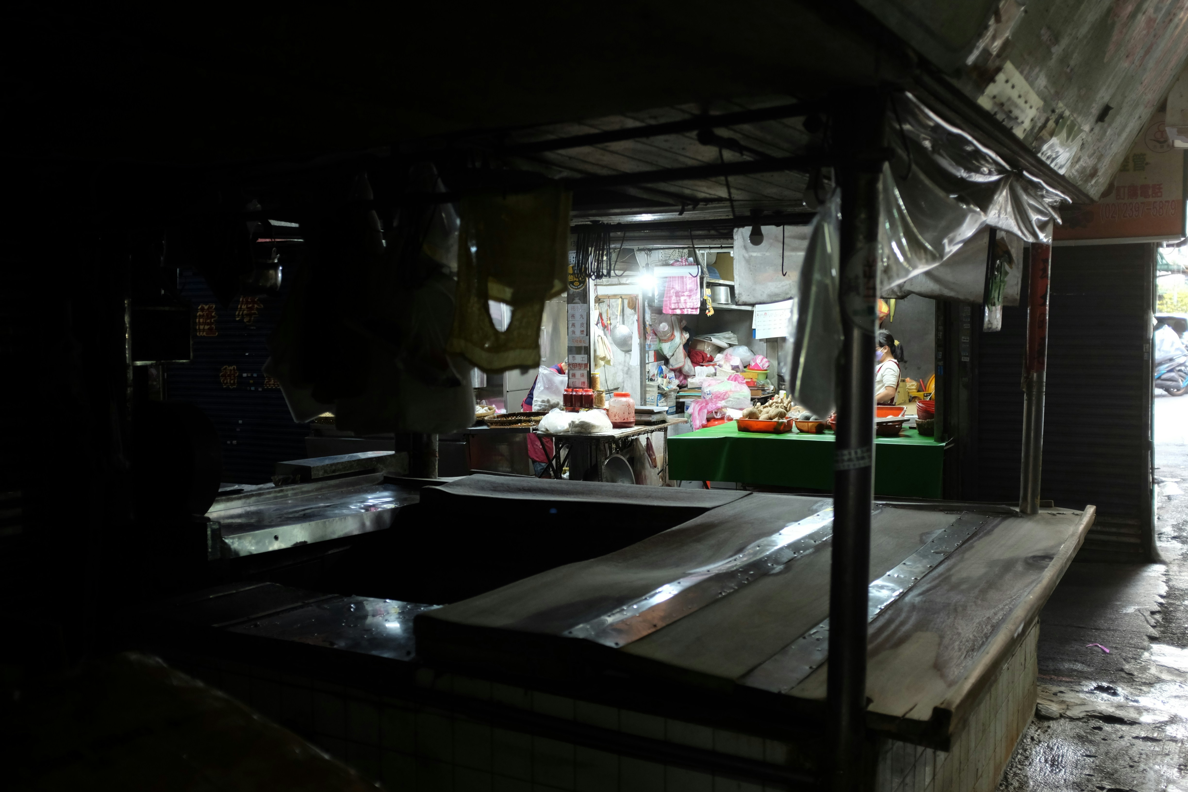 A top-down view of an organized food truck kitchen layout
