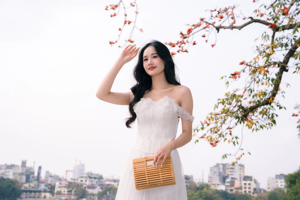 Summer straw bag styled for the beach